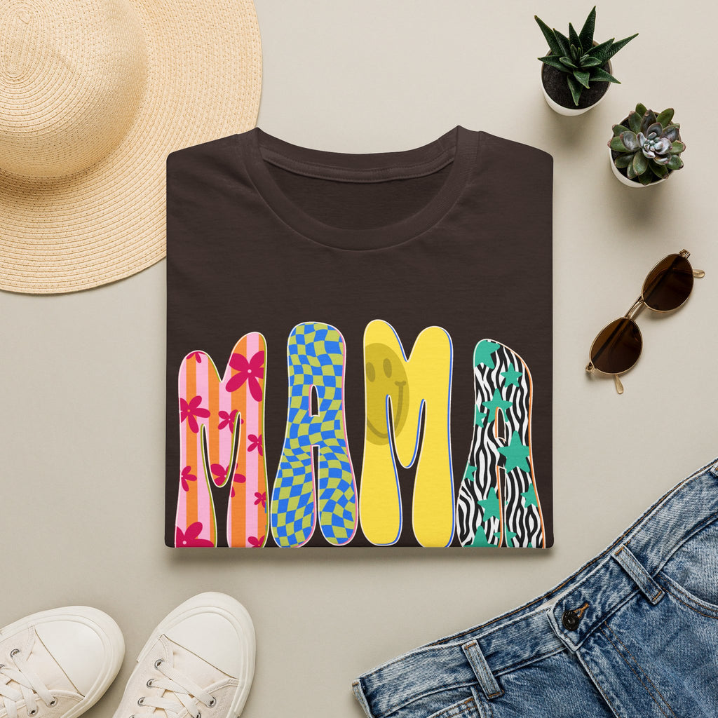 Mama Graphic T-Shirt — Colorful Patterned Lettering Tee for New Moms & Mother's Day