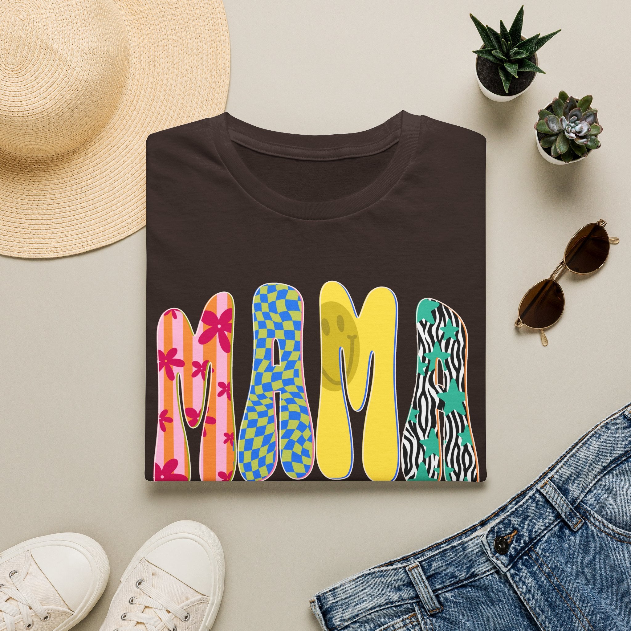 Mama Graphic T-Shirt — Colorful Patterned Lettering Tee for New Moms & Mother's Day