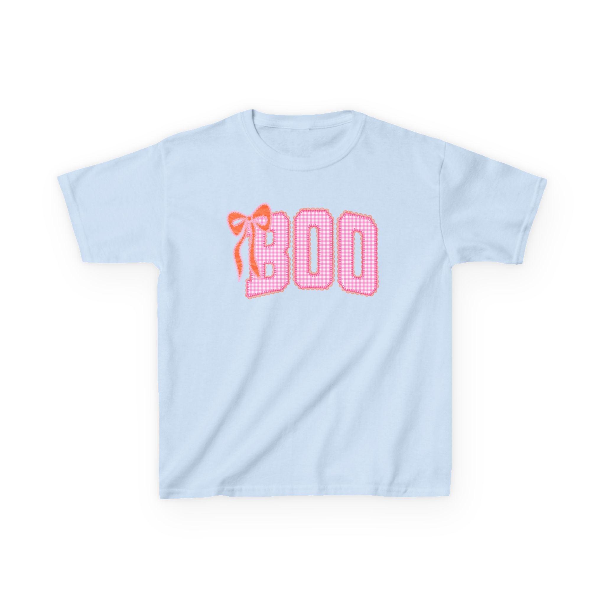 Kids Tee - Pink "BOO" Halloween Graphic with Bow