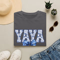Yaya Floral Block Tee — 'YAYA' Blue Floral Design with Bow
