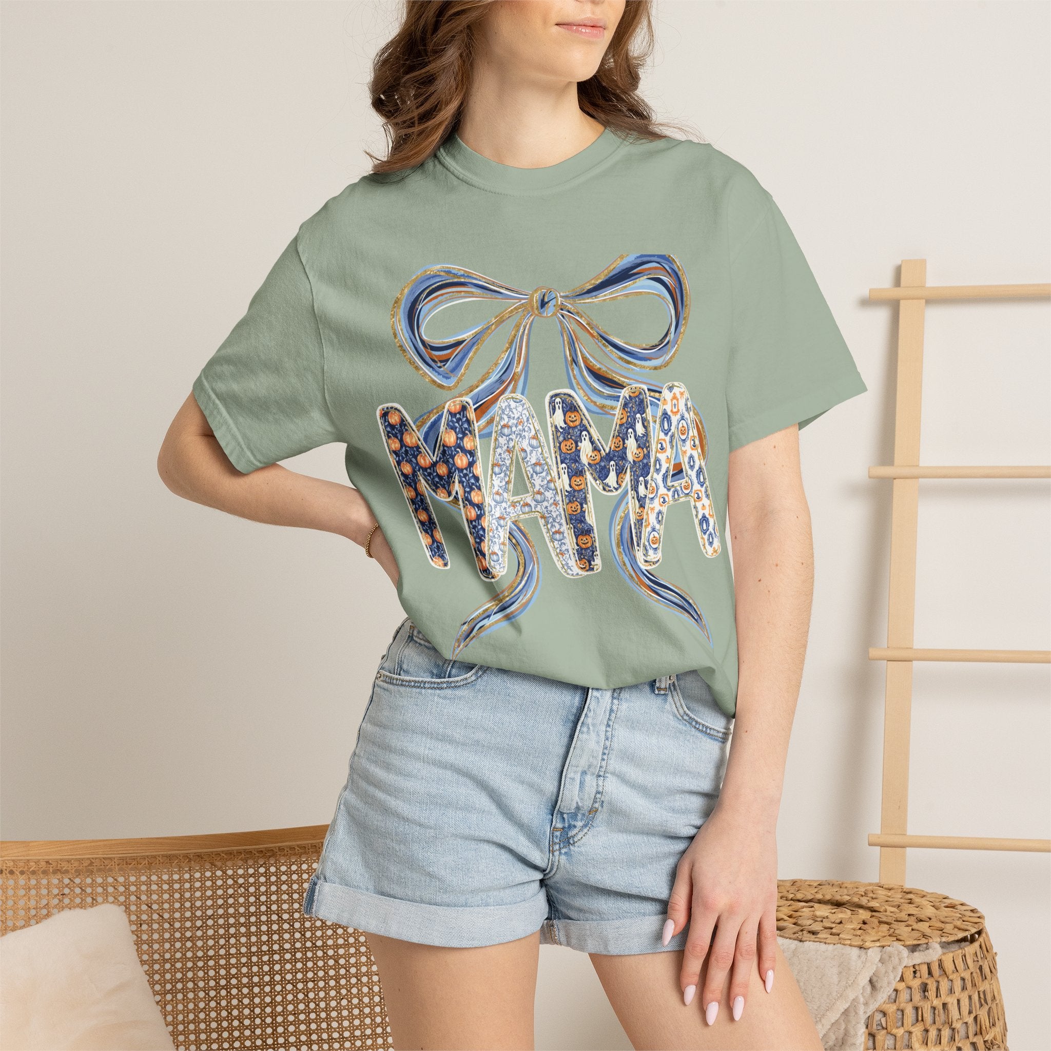 Fall Pumpkin Mama Bow - Comfort Color
