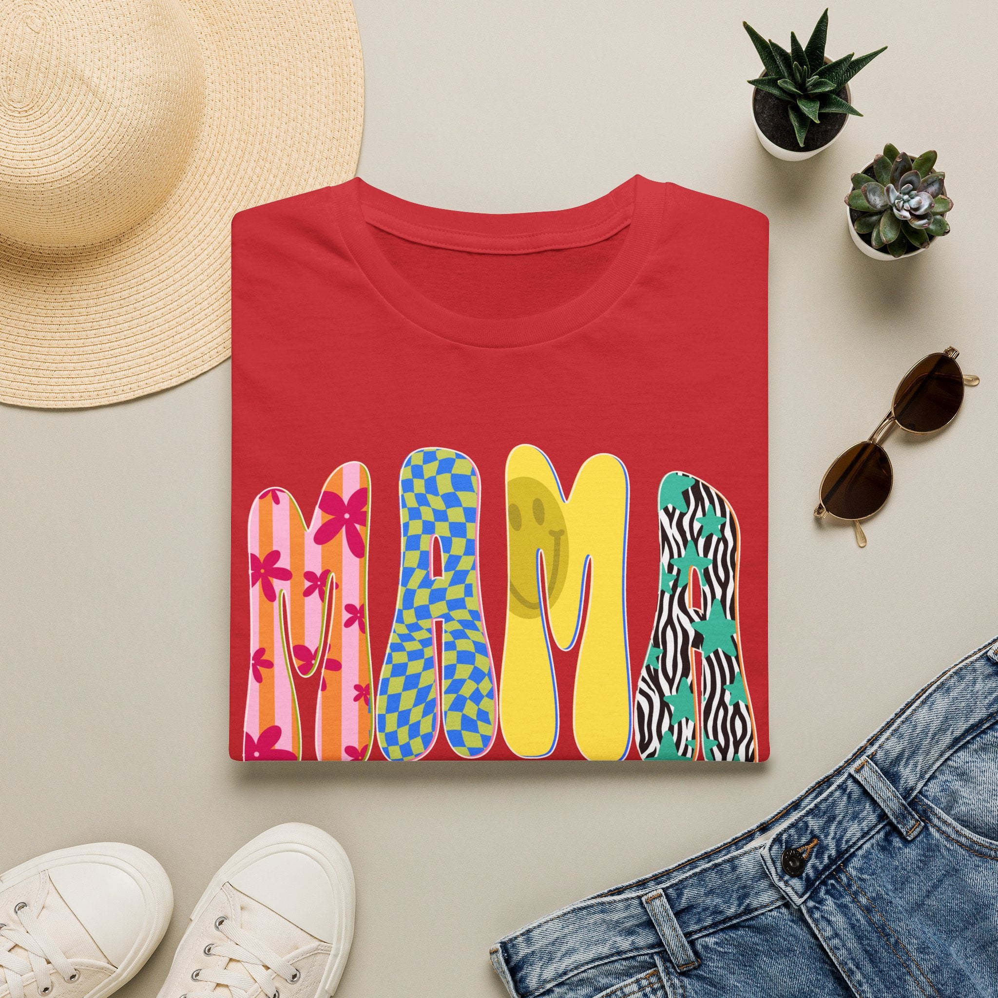 Mama Graphic T-Shirt — Colorful Patterned Lettering Tee for New Moms & Mother's Day
