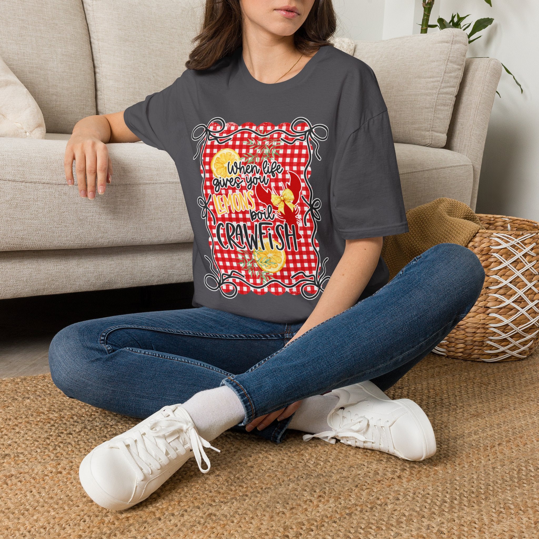 T-Shirt — "When Life Gives You Lemons Add Crawfish" Retro Picnic Graphic Tee