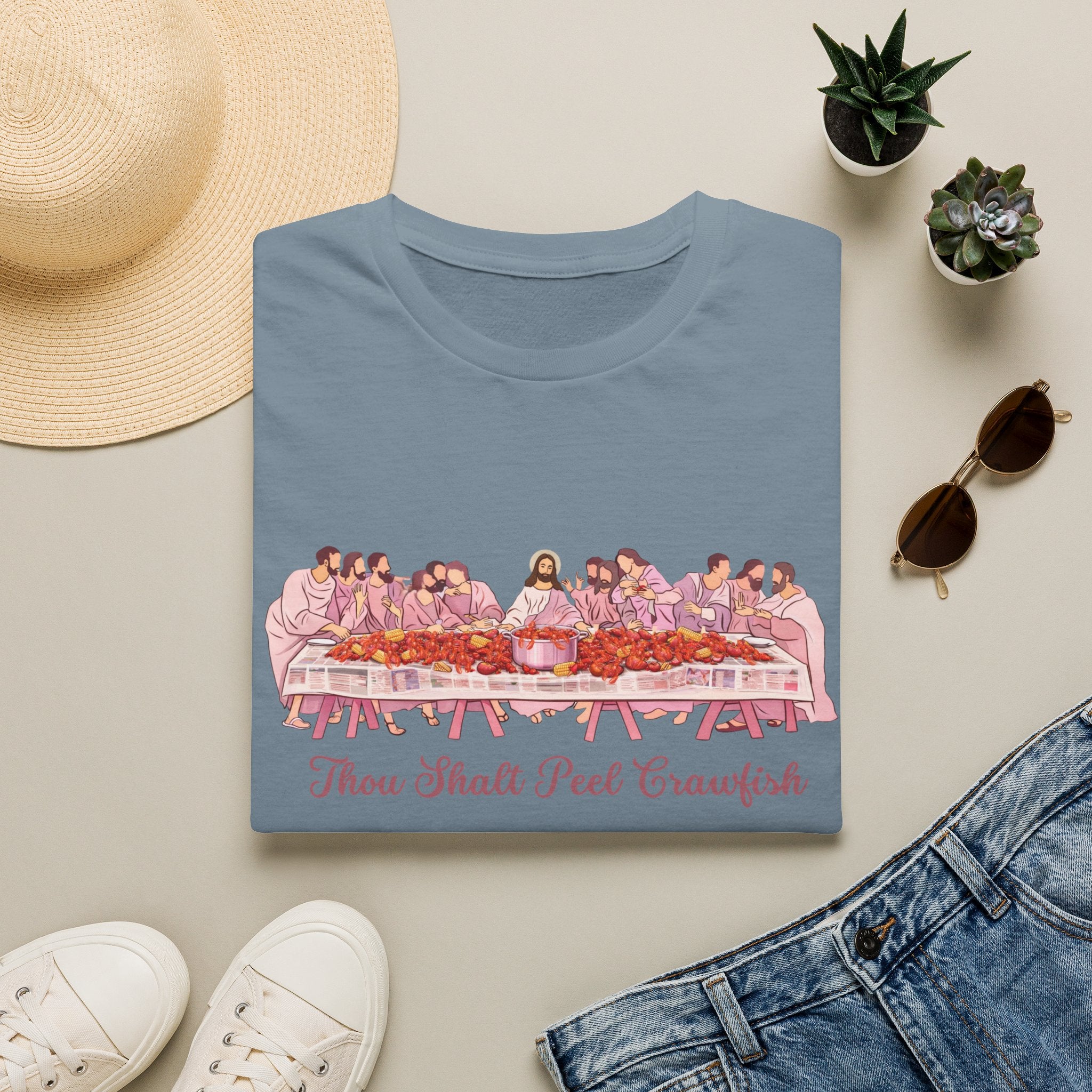 'Thou Shalt Peel Crawfish' Funny Seafood Feast Tee