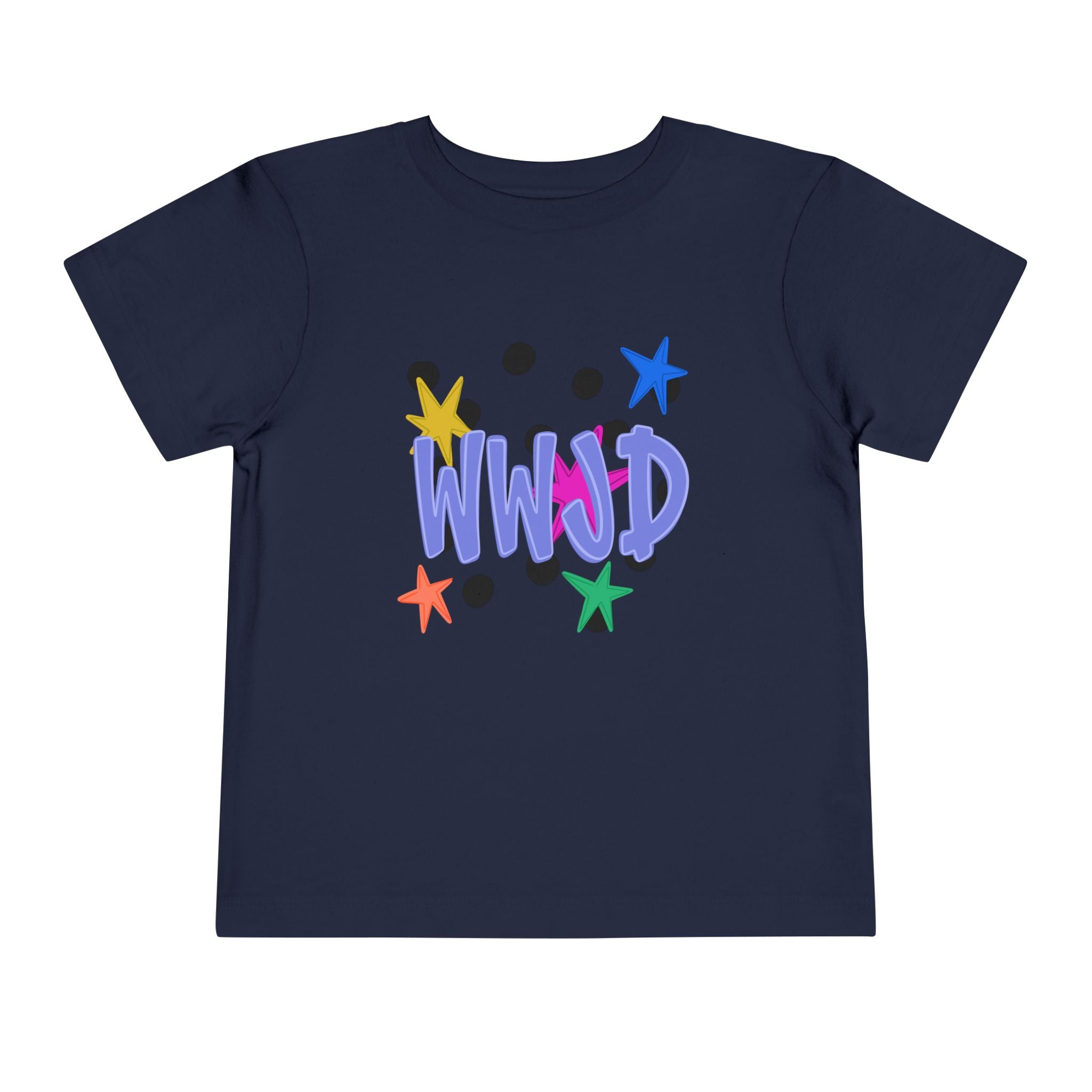 Toddler Tee — Colorful 'WWJD' Stars Graphic Kids Shirt