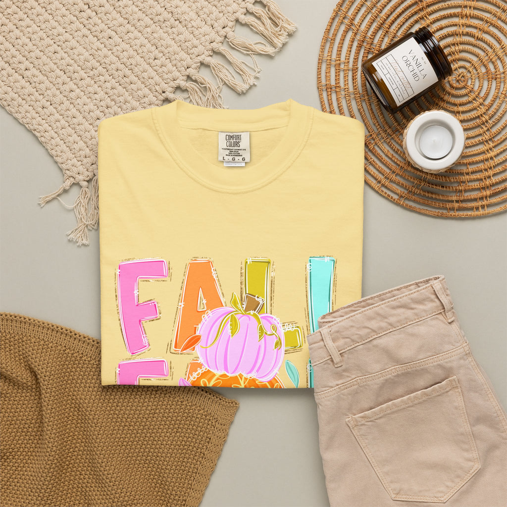 Fall Stack Pumpkin T-Shirt — Colorful Autumn Graphic Tee