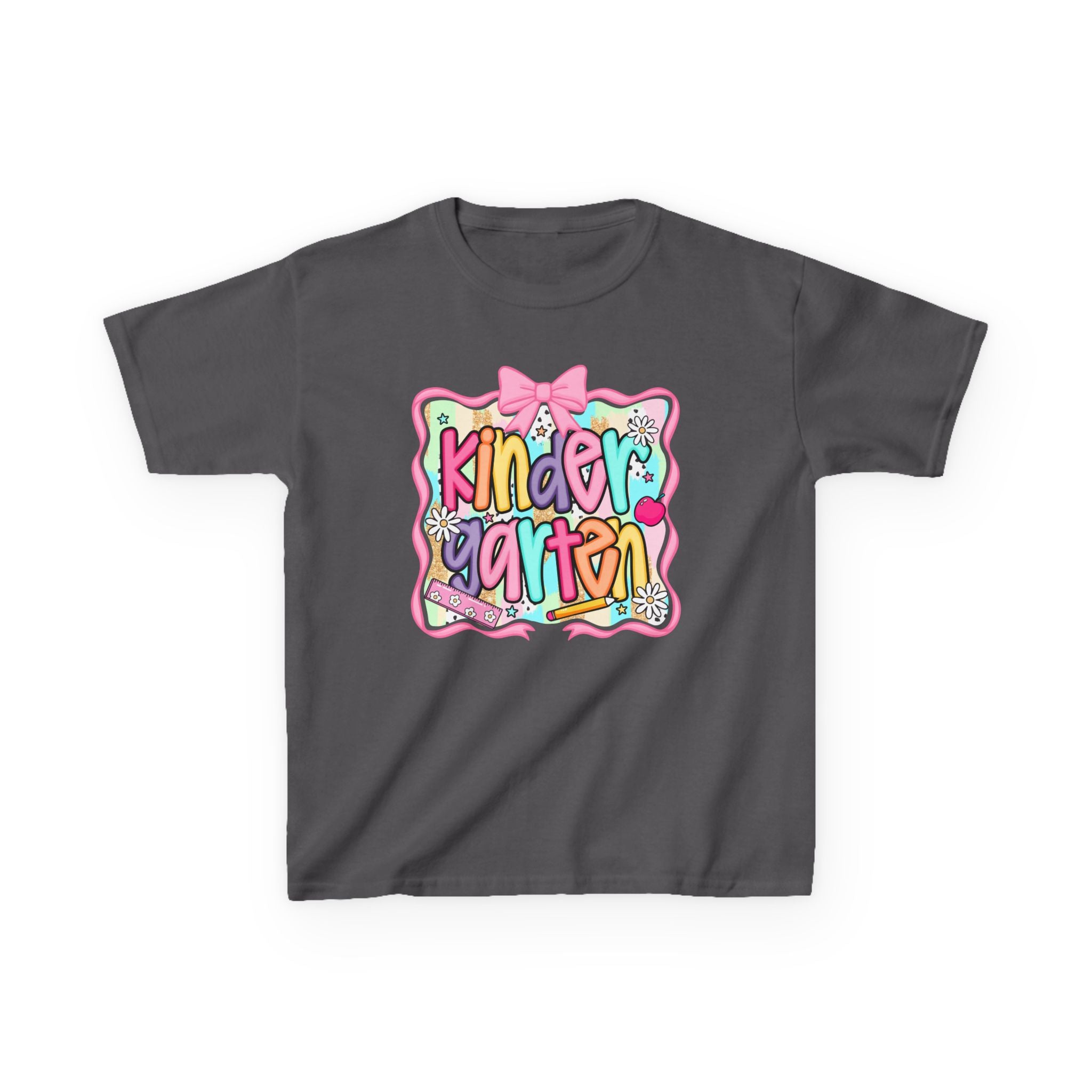 Kindergarten Kids T-Shirt — Colorful Back-to-School Shirt with Bow