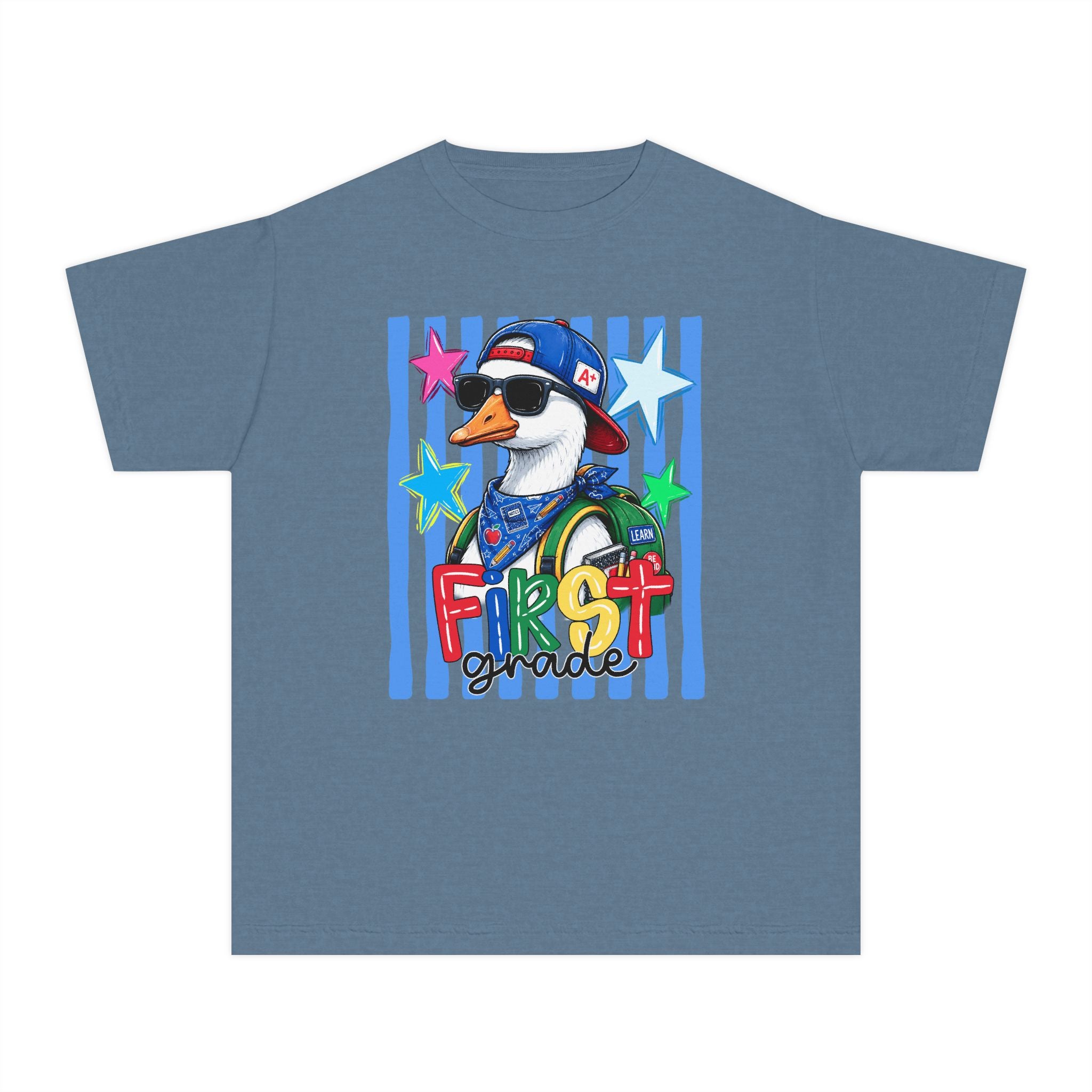 First Grade Boy Duck Youth Tee — Cute Back-to-School Kids Shirt
