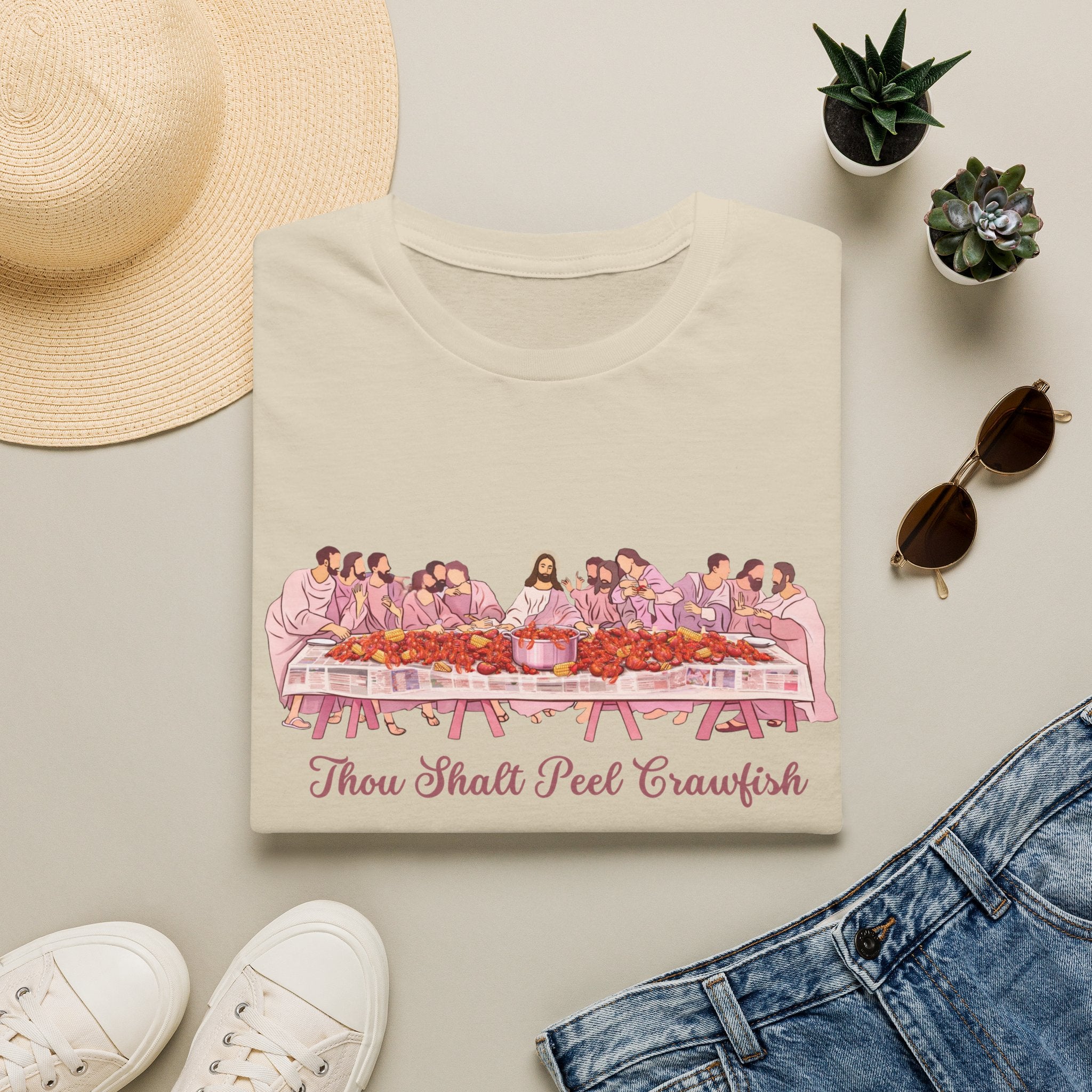 'Thou Shalt Peel Crawfish' Funny Seafood Feast Tee