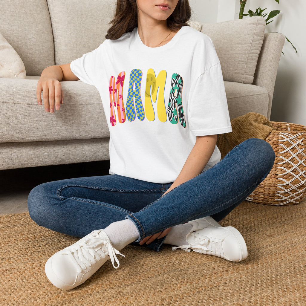 Mama Graphic T-Shirt — Colorful Patterned Lettering Tee for New Moms & Mother's Day
