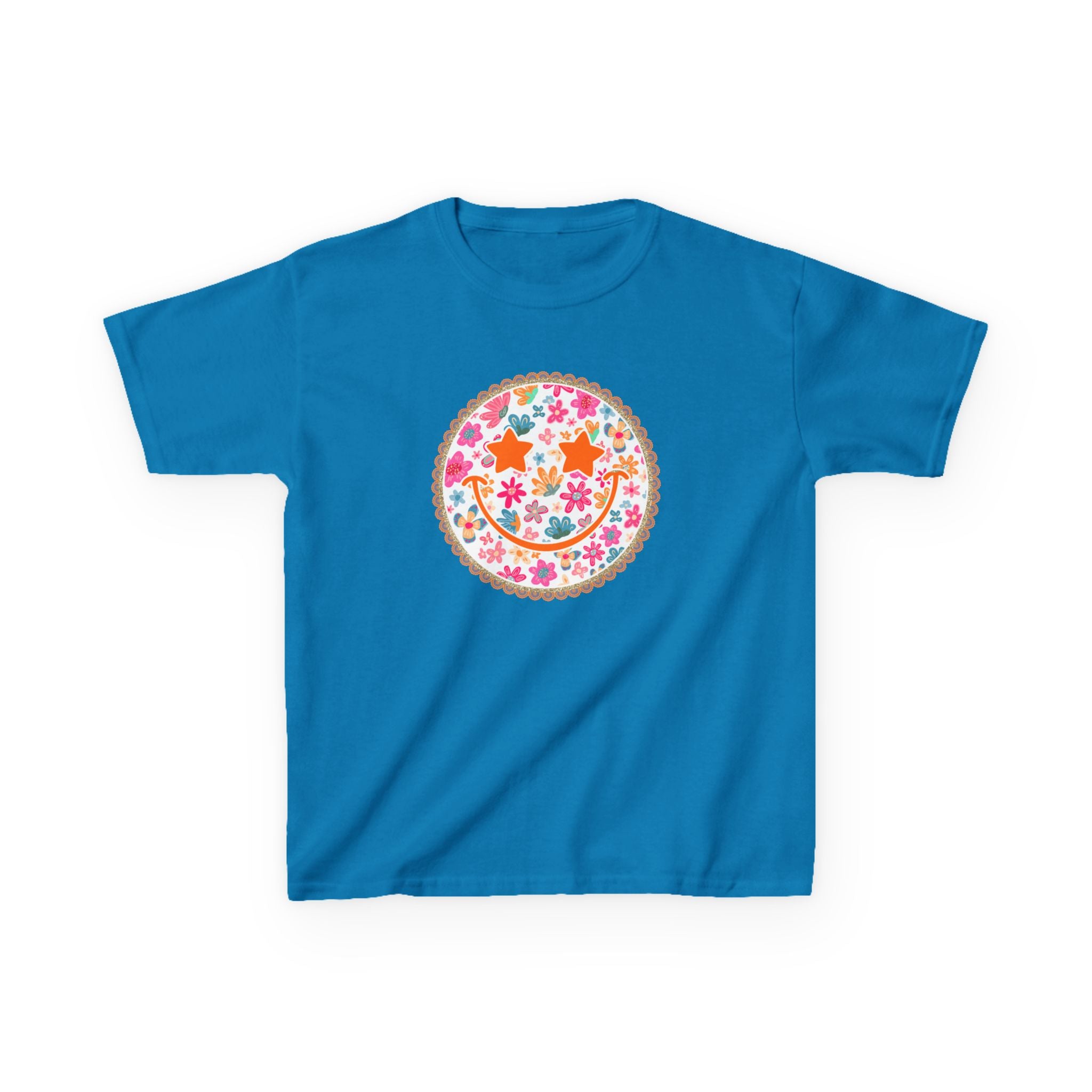 Kids T-Shirt — Floral Smiley Face Graphic Tee for Girls & Boys