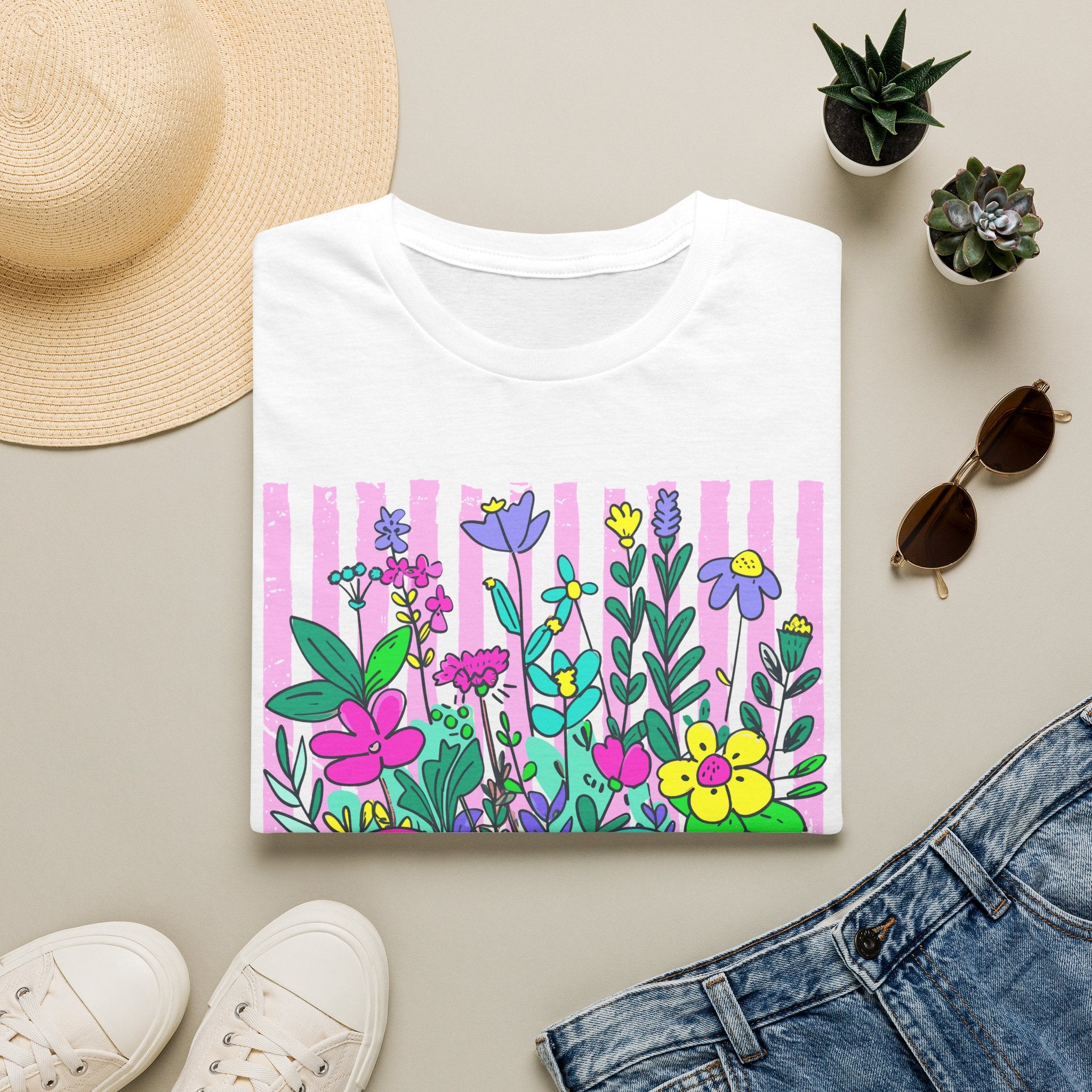 Gigi Floral T-Shirt — Colorful Garden Monogram Tee