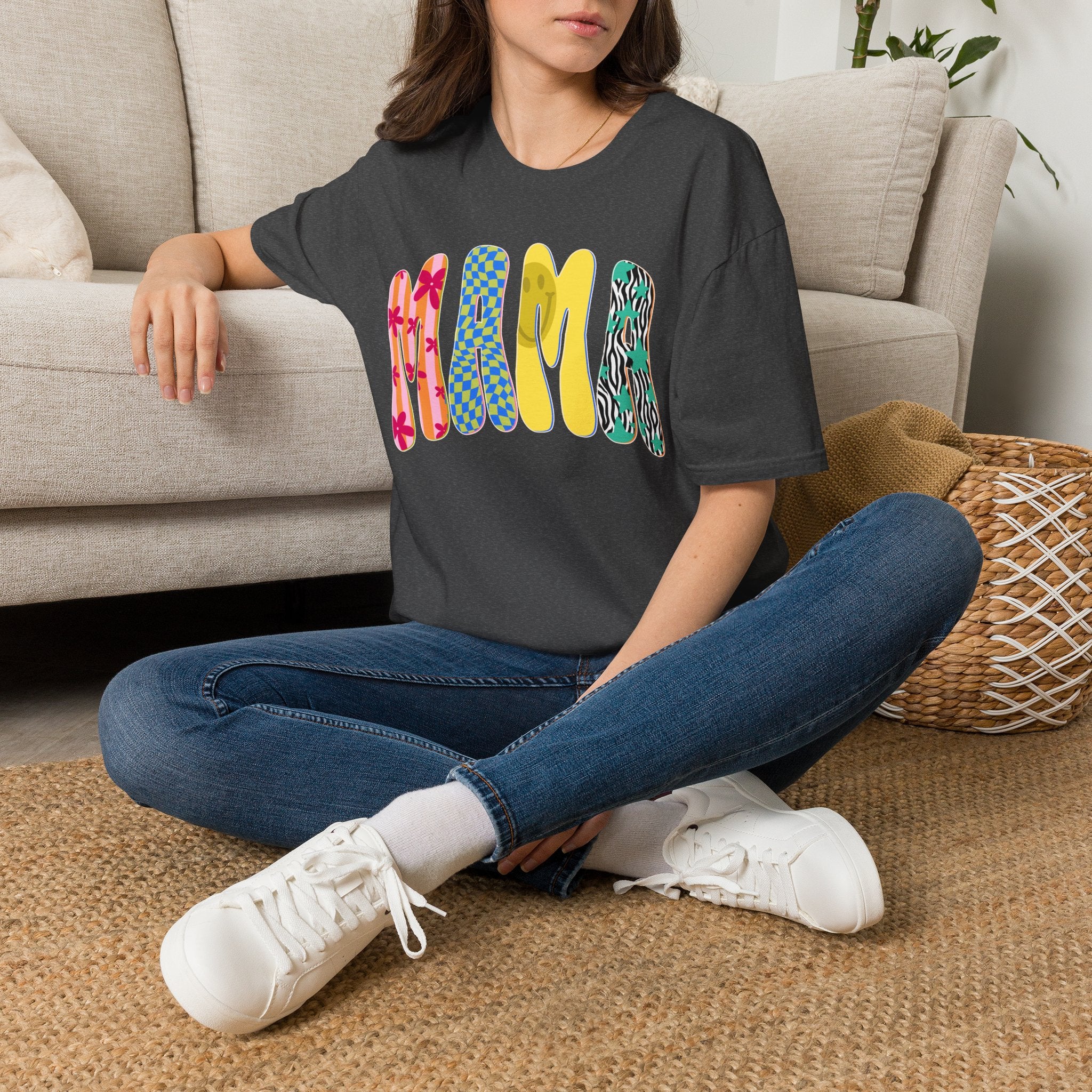 Mama Graphic T-Shirt — Colorful Patterned Lettering Tee for New Moms & Mother's Day