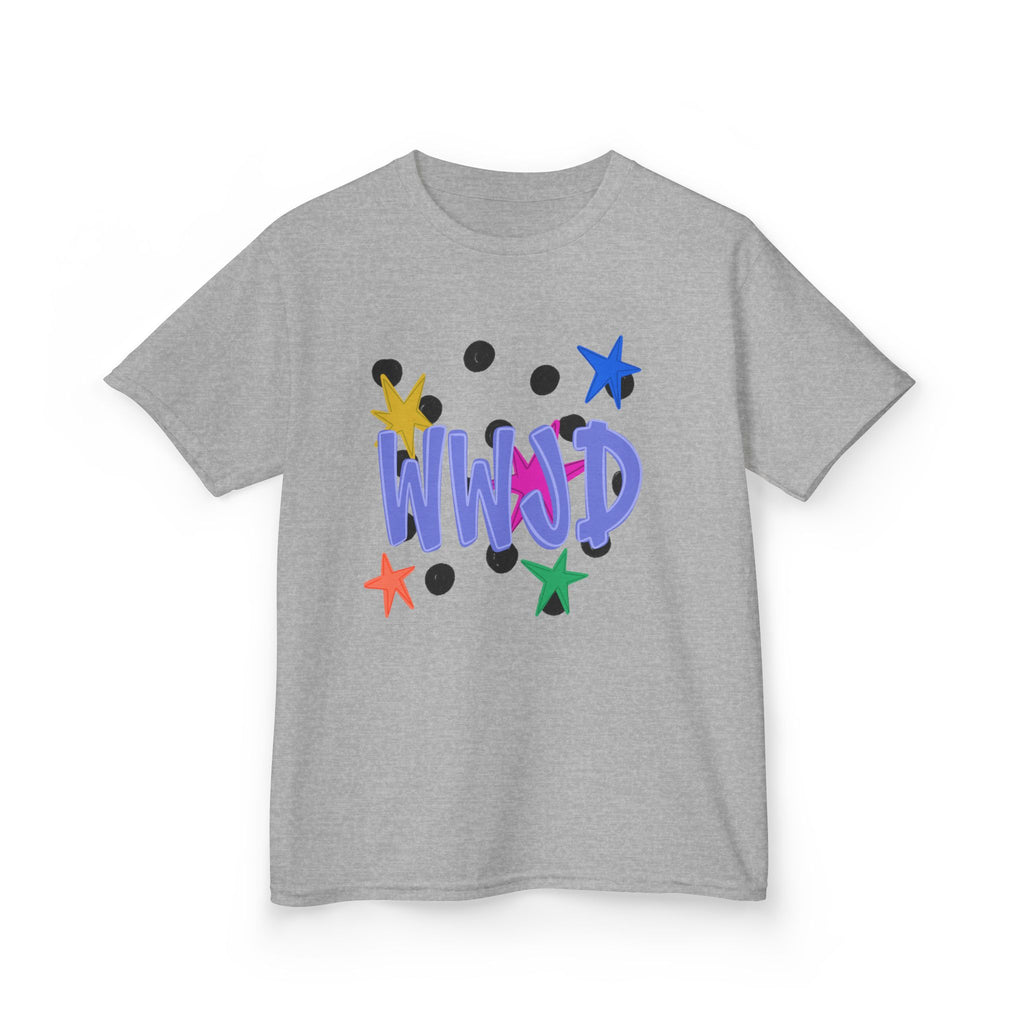 Kids Tee — Colorful "WWJD" Stars Graphic