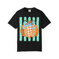 Striped Preppy Fall Pumpkin Glitter — Pastel Fall Pumpkin Graphic Tee