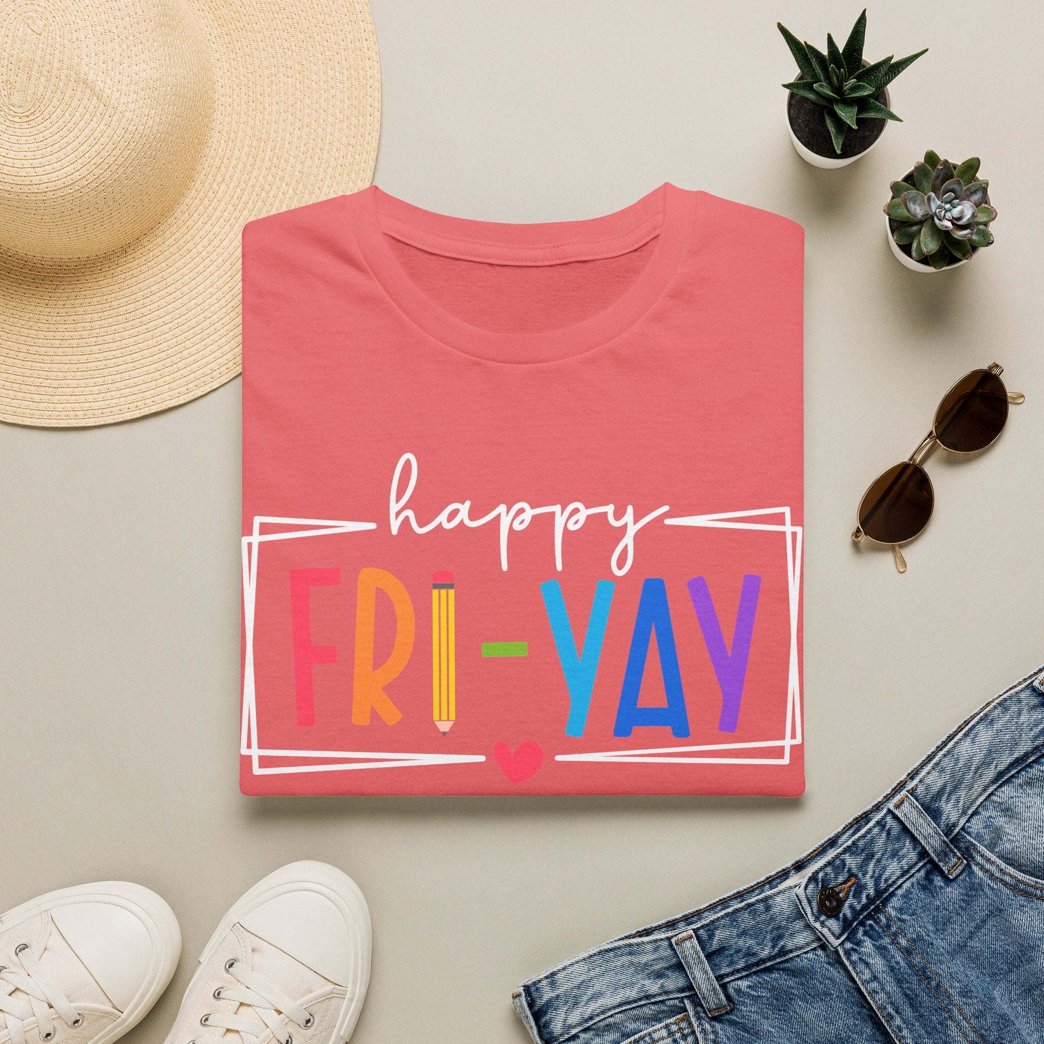 Happy Fri-Yay T-Shirt — Colorful Weekend Celebration Tee
