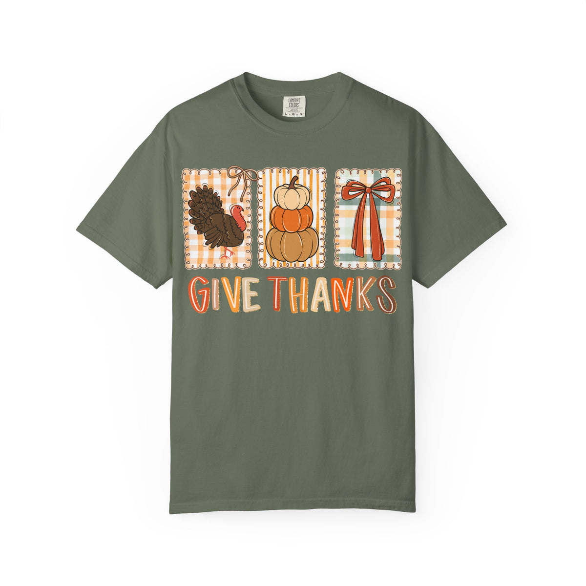 Give Thanks T-Shirt — Thanksgiving Fall Turkey Pumpkin Graphic Tee