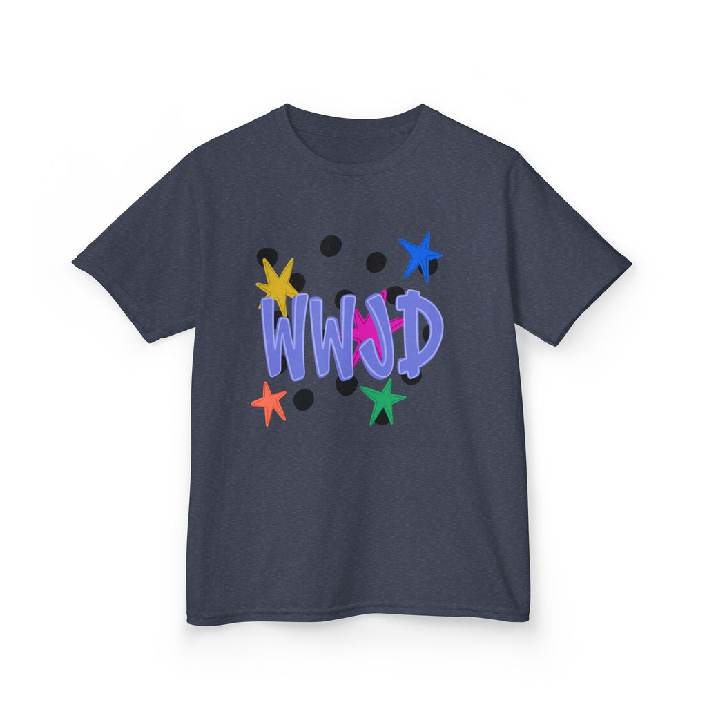 Kids Tee — Colorful "WWJD" Stars Graphic