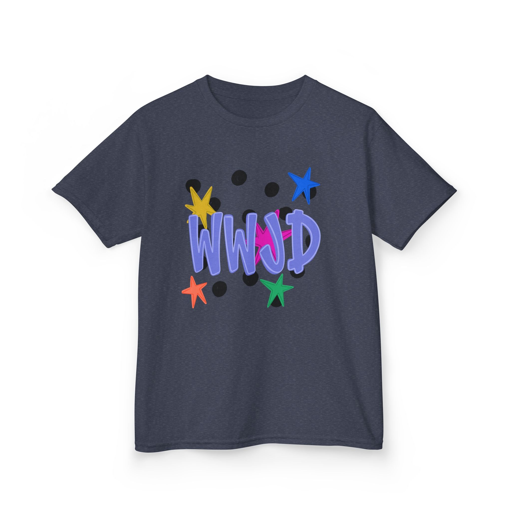 Kids Tee — Colorful "WWJD" Stars Graphic