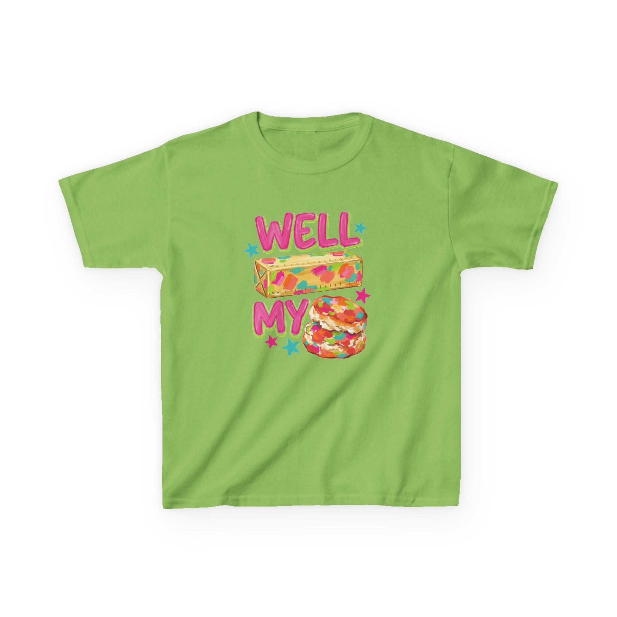 Kids Tee — "Well Butter My Biscuit" Colorful Graphic