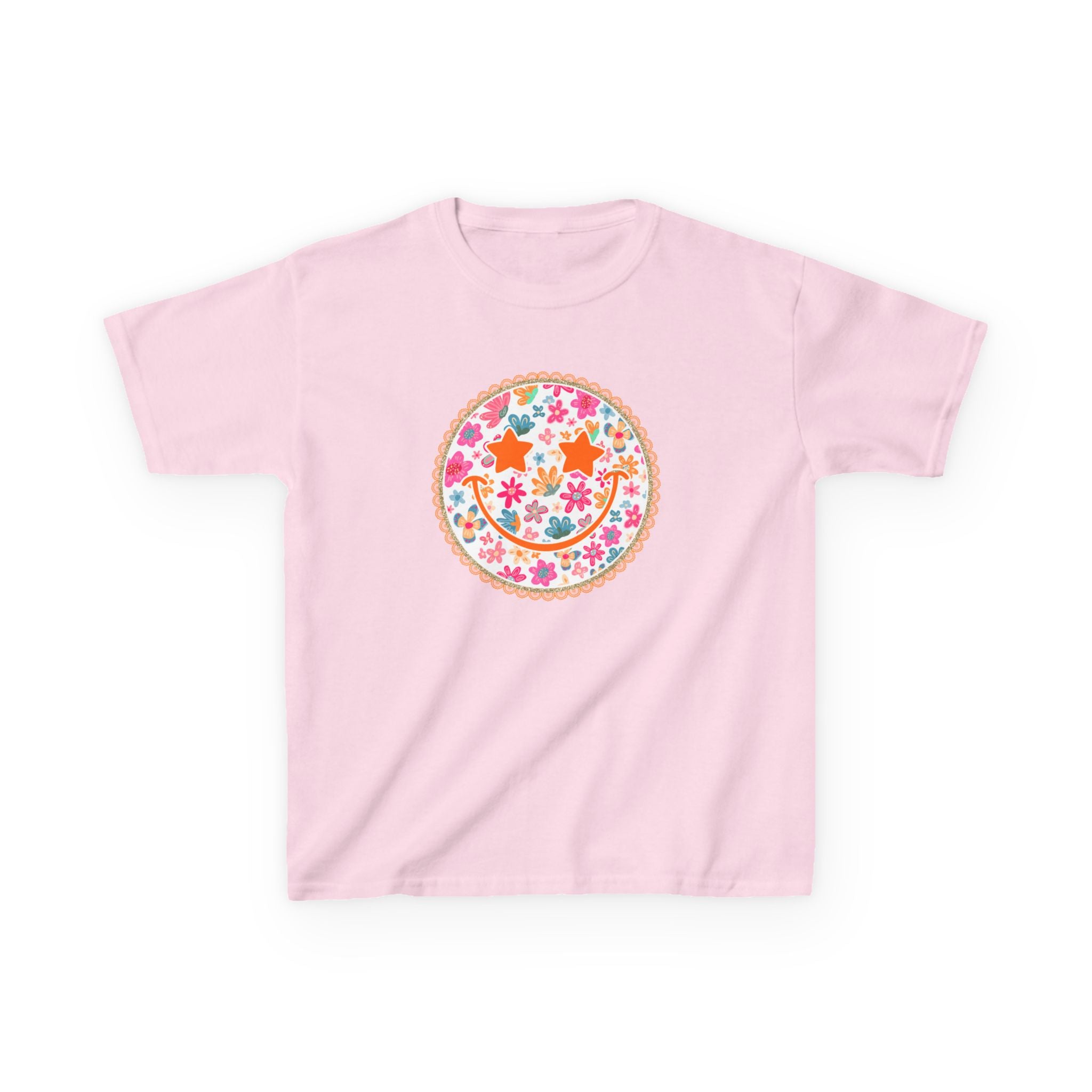 Kids T-Shirt — Floral Smiley Face Graphic Tee for Girls & Boys