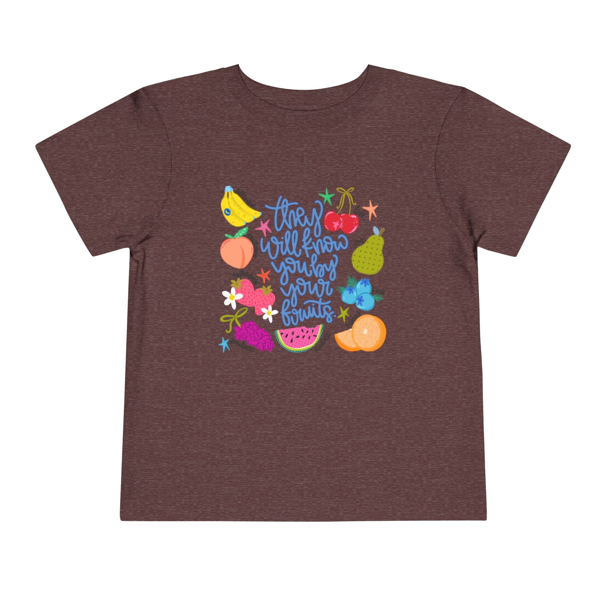 Toddler Tee - "They Will Know You by Your Fruits" Colorful Fruit Graphic