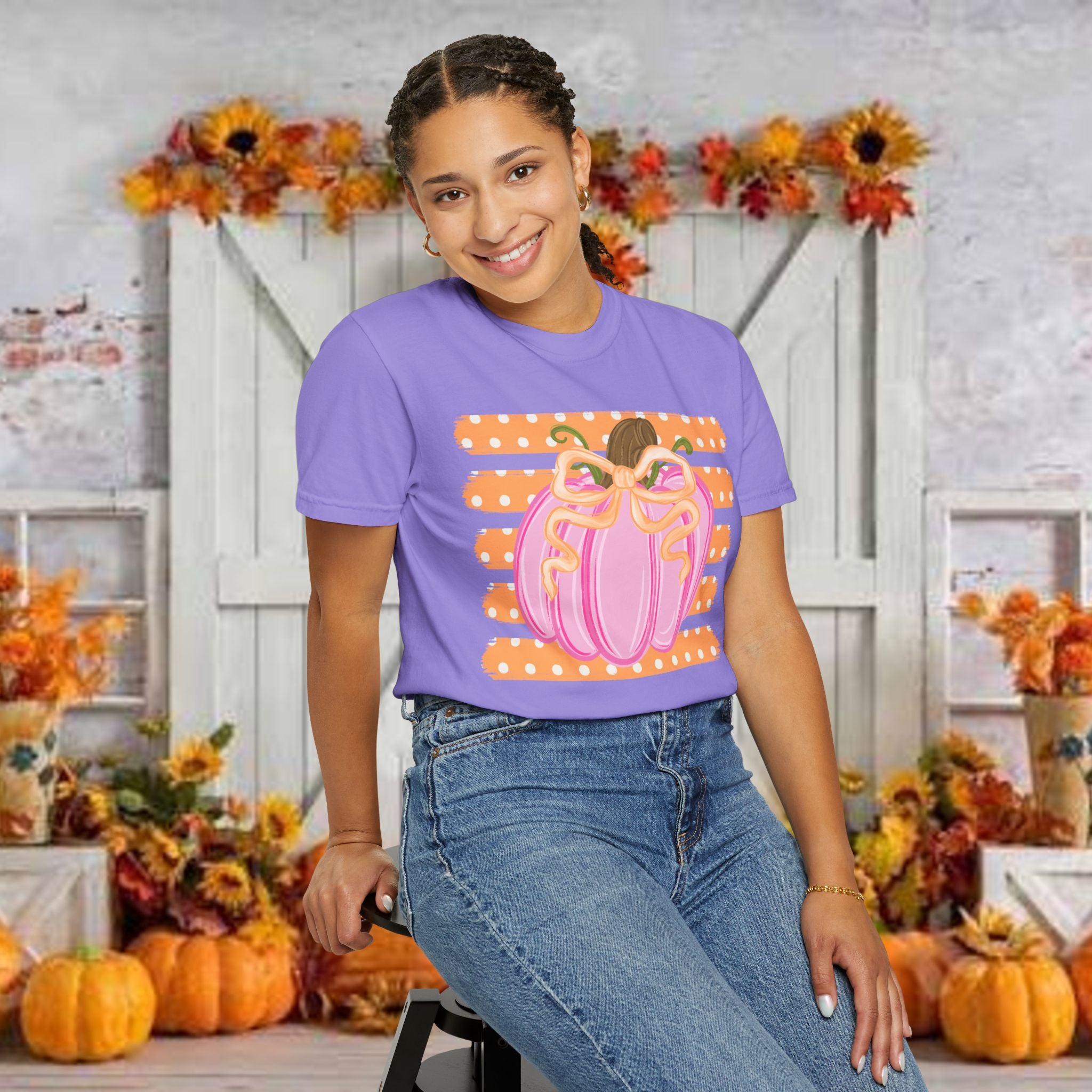 Pink Pumpkin Graphic T-Shirt — Cute Fall Halloween Tee