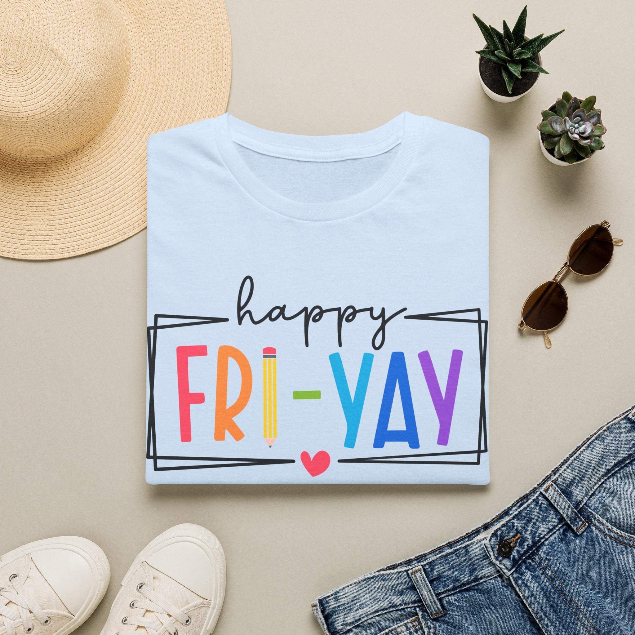 Happy Fri-Yay T-Shirt — Colorful Weekend Celebration Tee