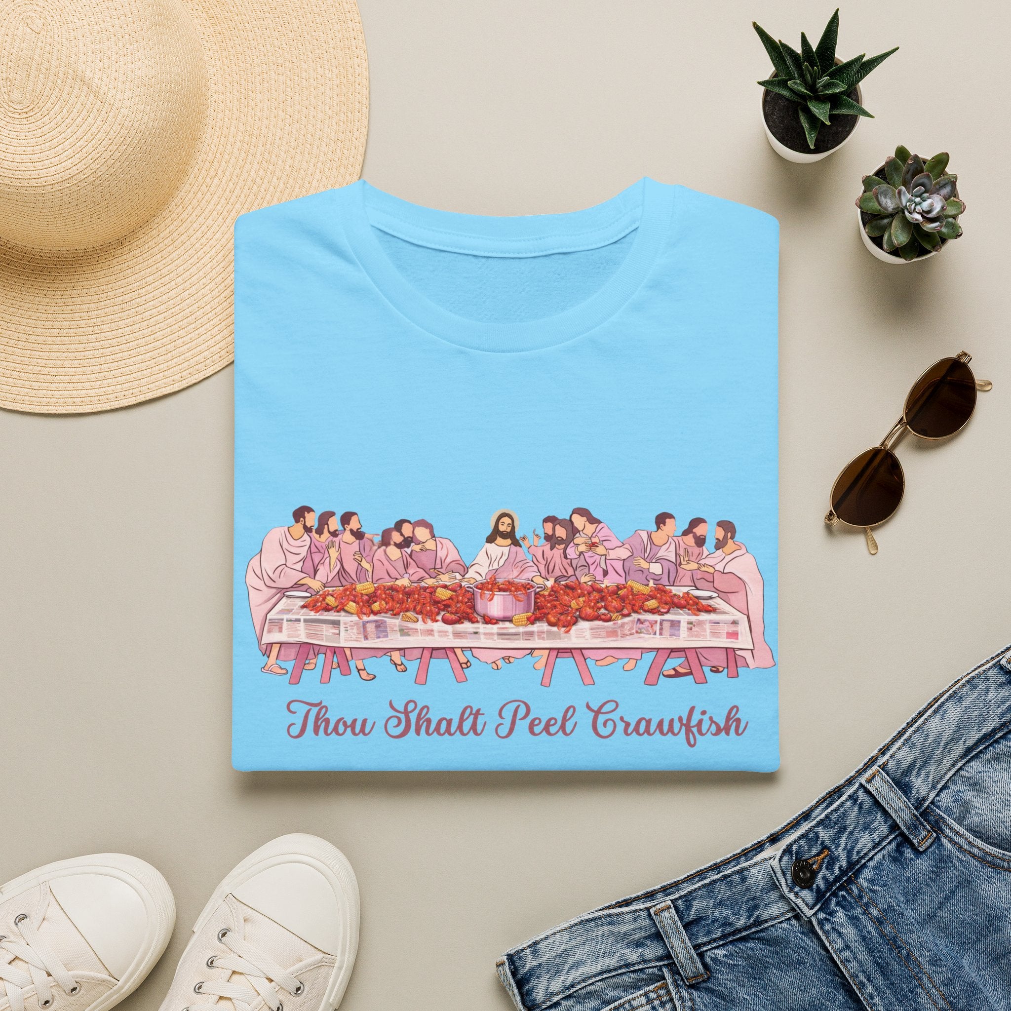 'Thou Shalt Peel Crawfish' Funny Seafood Feast Tee