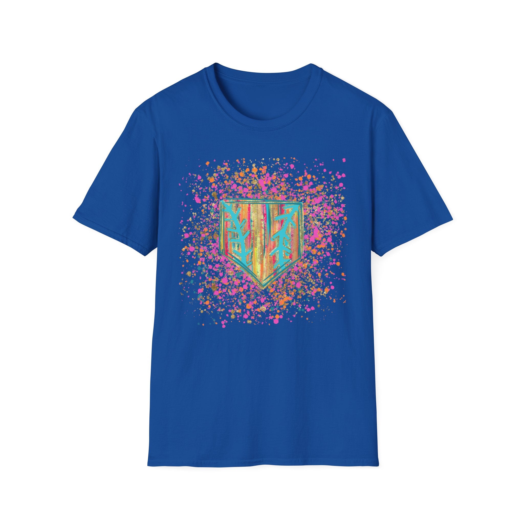 Colorful Floral Shield T-Shirt — Boho Painted Crest Graphic Tee