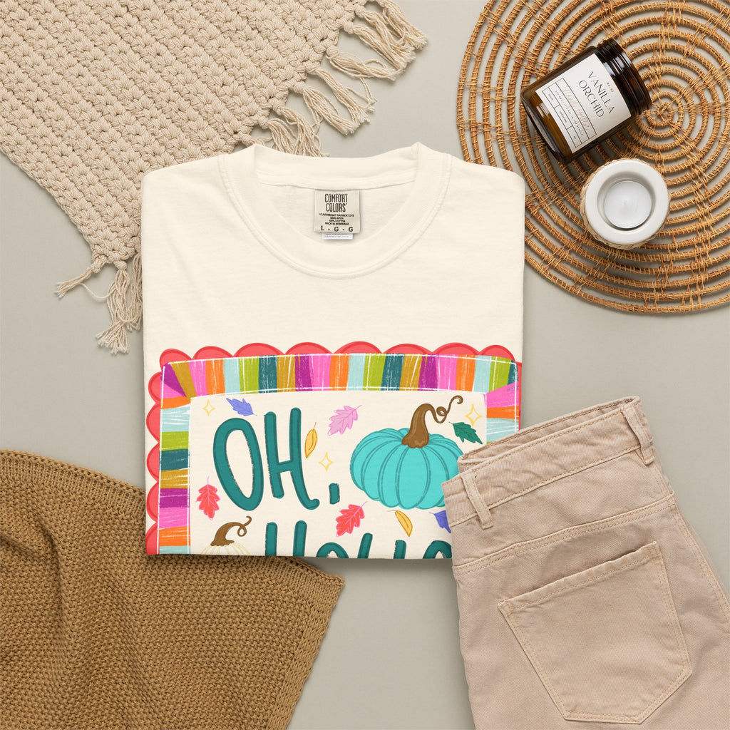 Oh, Hello Fall T-Shirt — Colorful Pumpkin Autumn Tee