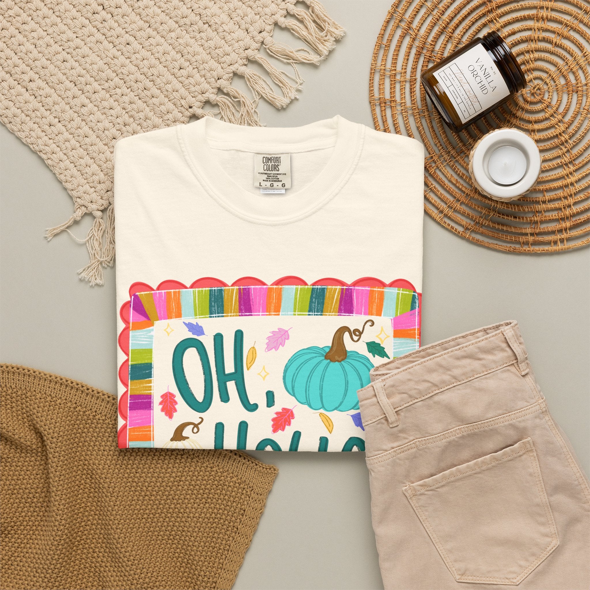 Oh, Hello Fall T-Shirt — Colorful Pumpkin Autumn Tee
