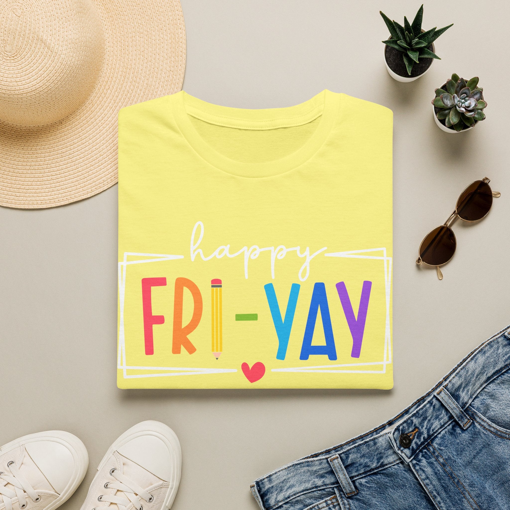Happy Fri-Yay T-Shirt — Colorful Weekend Celebration Tee
