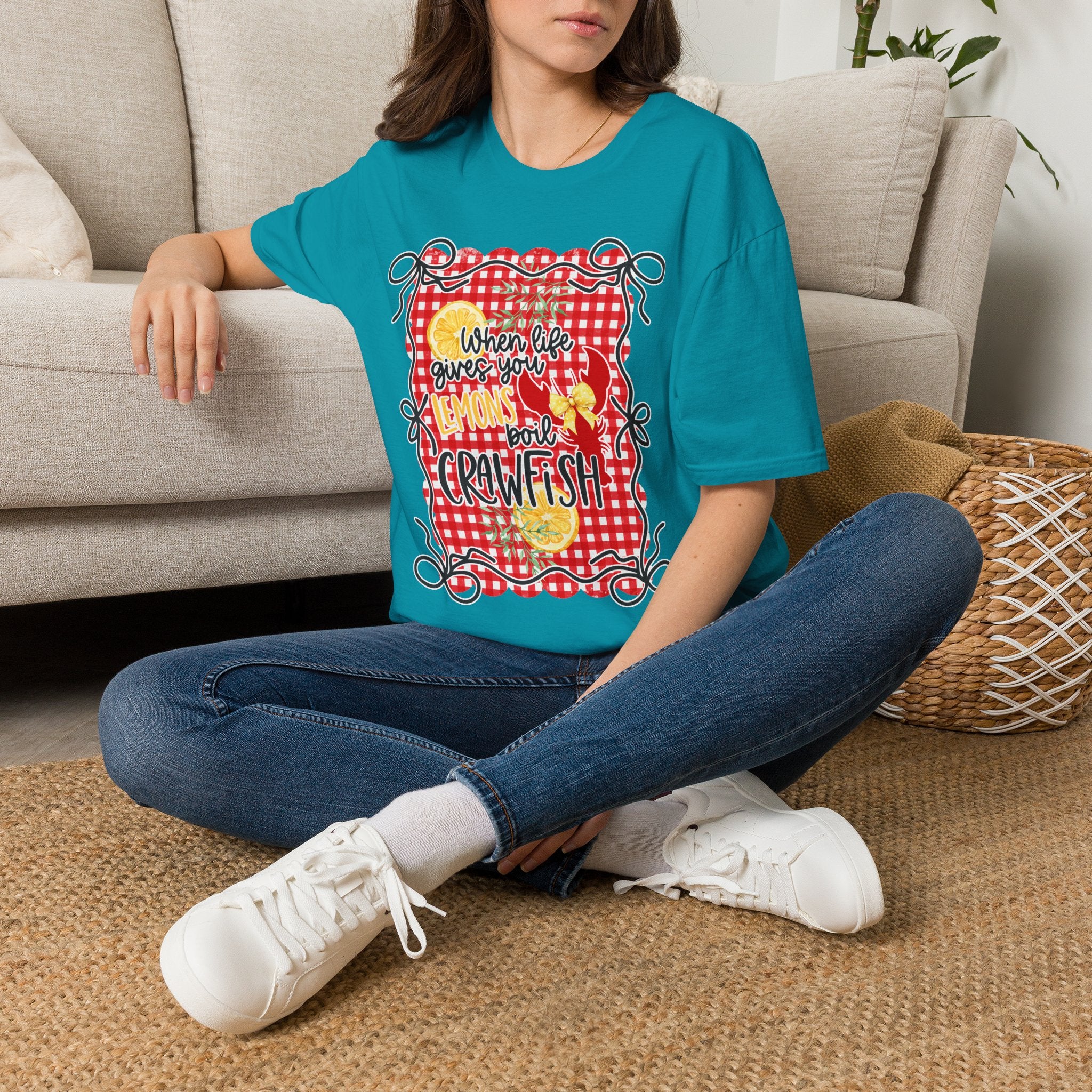 T-Shirt — "When Life Gives You Lemons Add Crawfish" Retro Picnic Graphic Tee