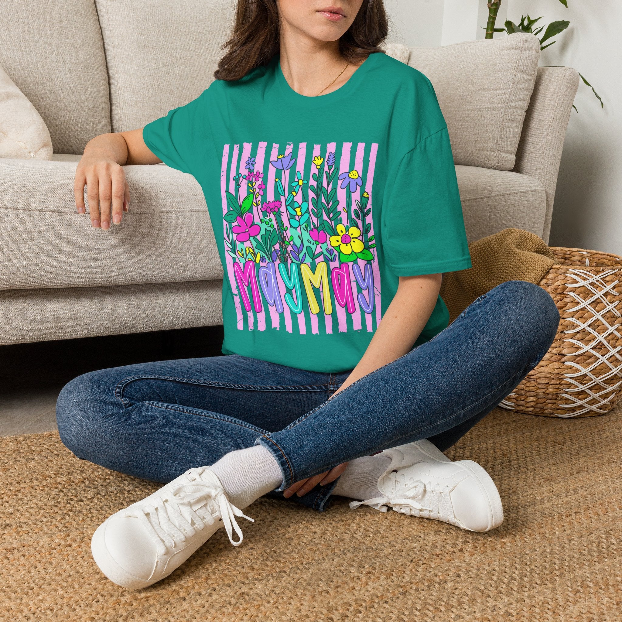 Floral May Day T‑Shirt — Colorful 'May Day' Spring Flowers Graphic Tee