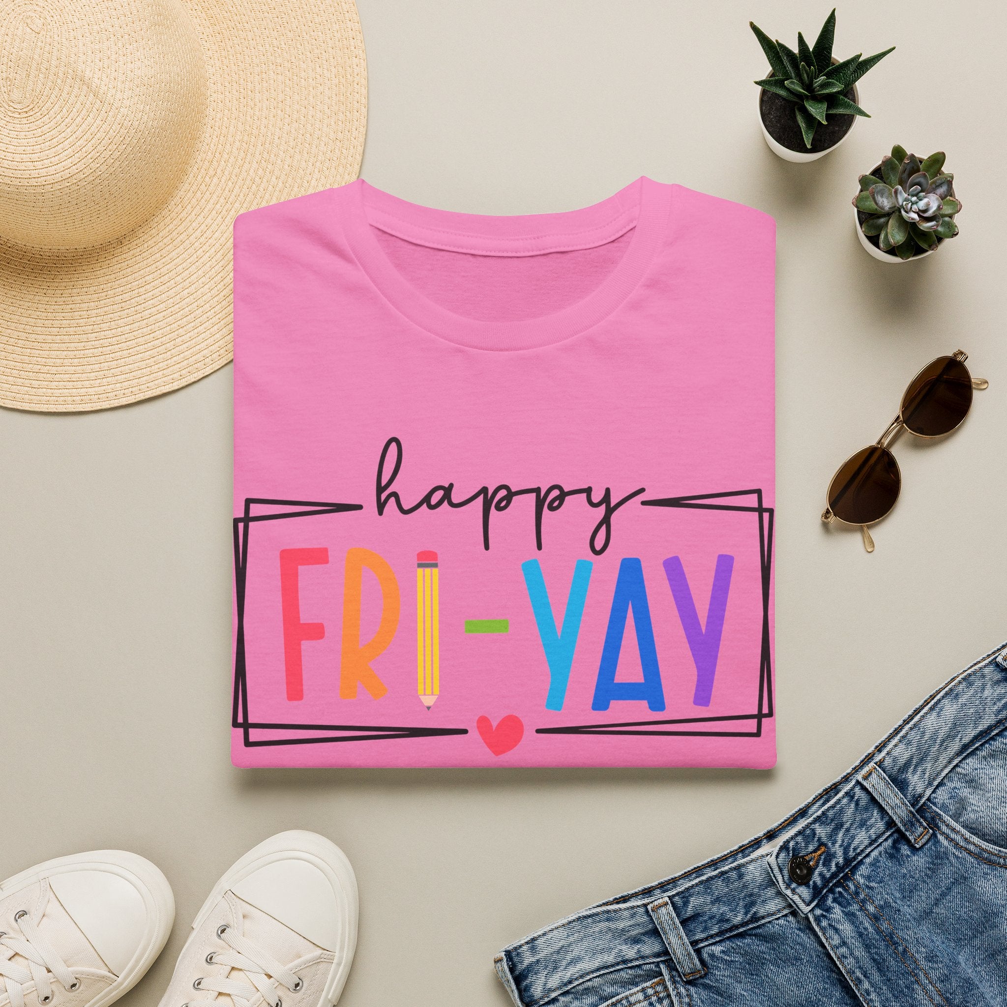 Happy Fri-Yay T-Shirt — Colorful Weekend Celebration Tee