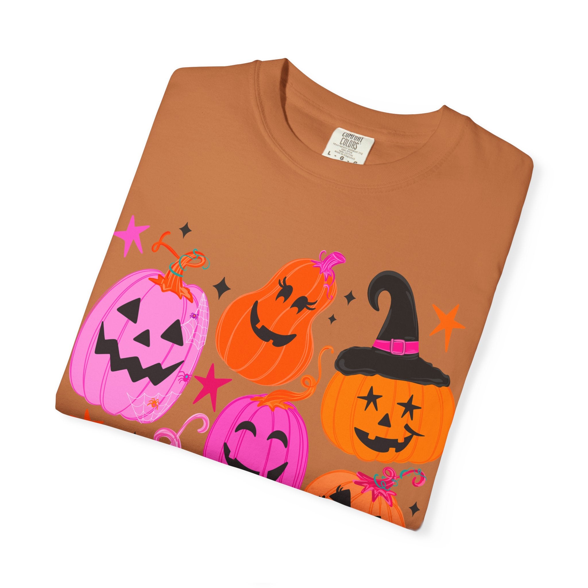 Halloween Pumpkins T-Shirt — Cute Pink & Orange Jack-O'-Lanterns