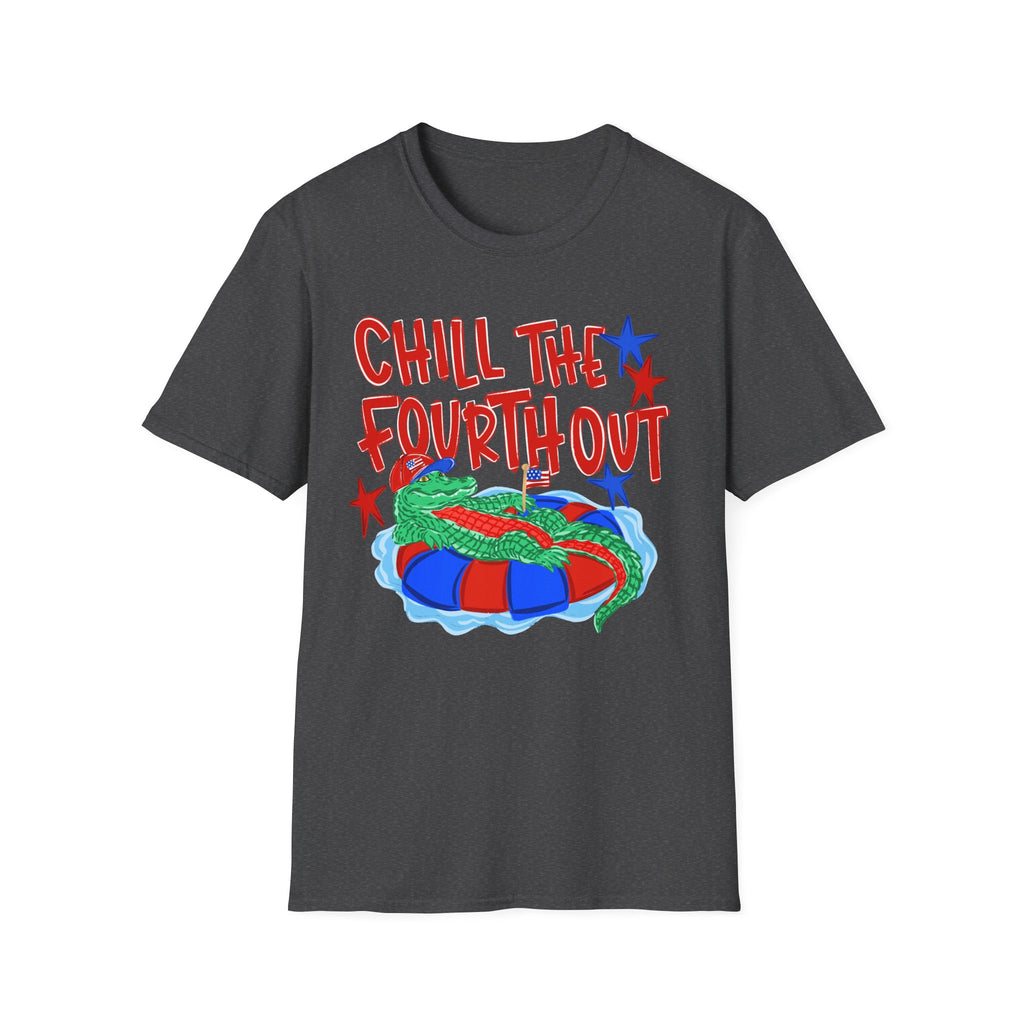 Chill the Fourth Out With Hat T-Shirt — Patriotic Alligator 4th of July Tee