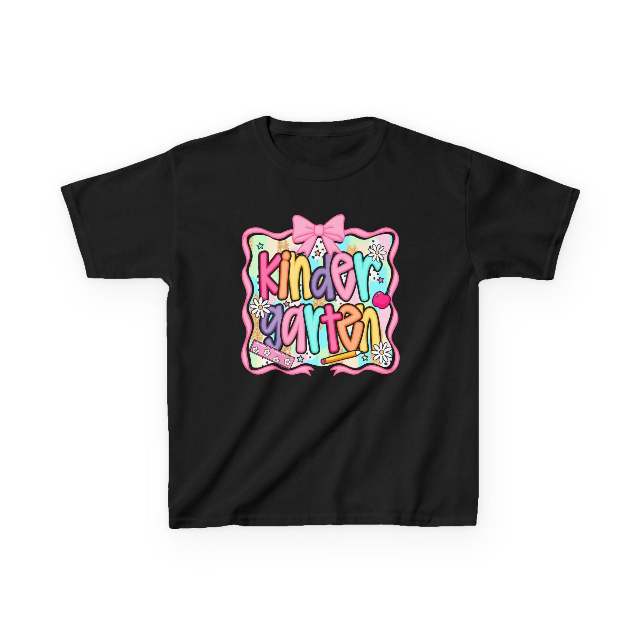 Kindergarten Kids T-Shirt — Colorful Back-to-School Shirt with Bow