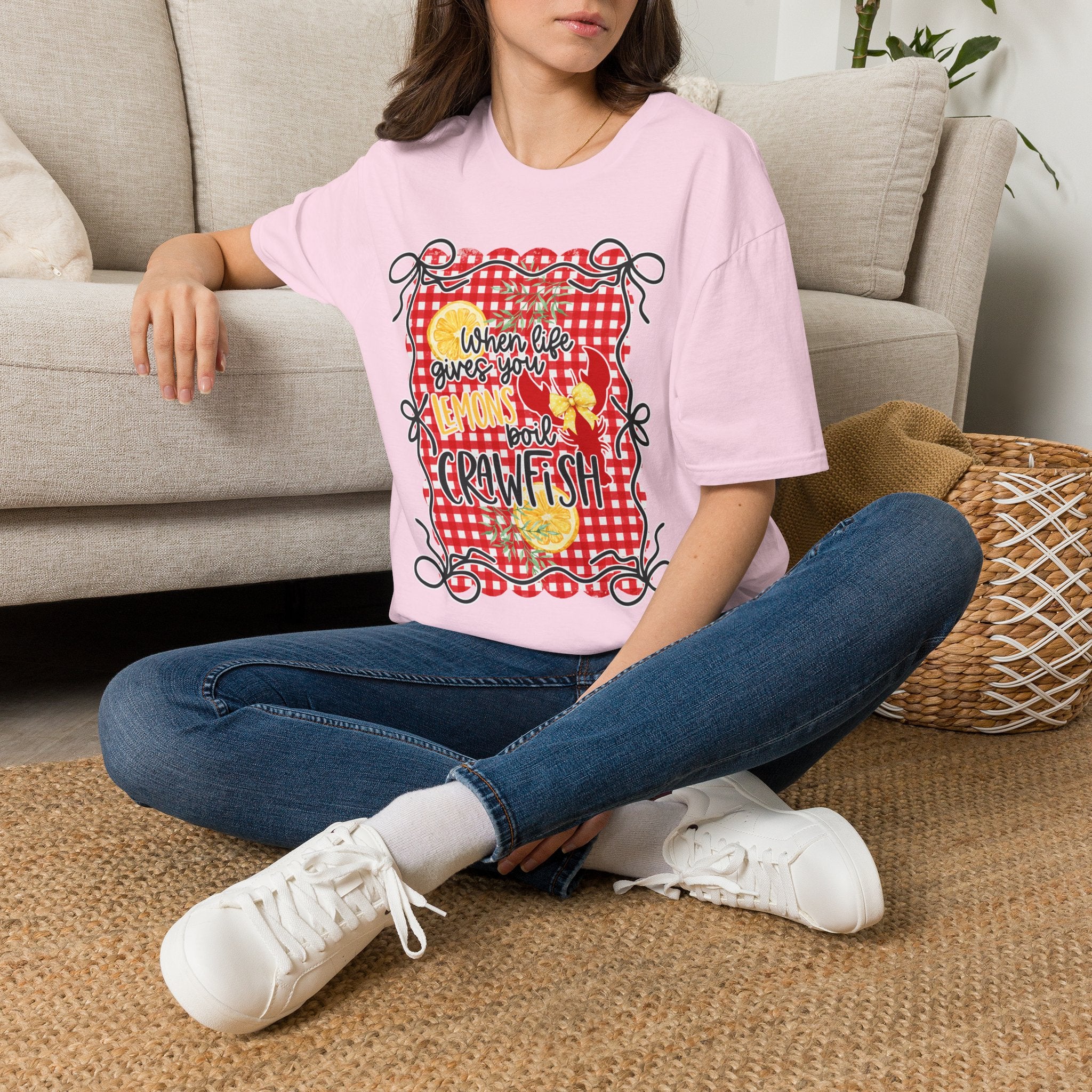 T-Shirt — "When Life Gives You Lemons Add Crawfish" Retro Picnic Graphic Tee