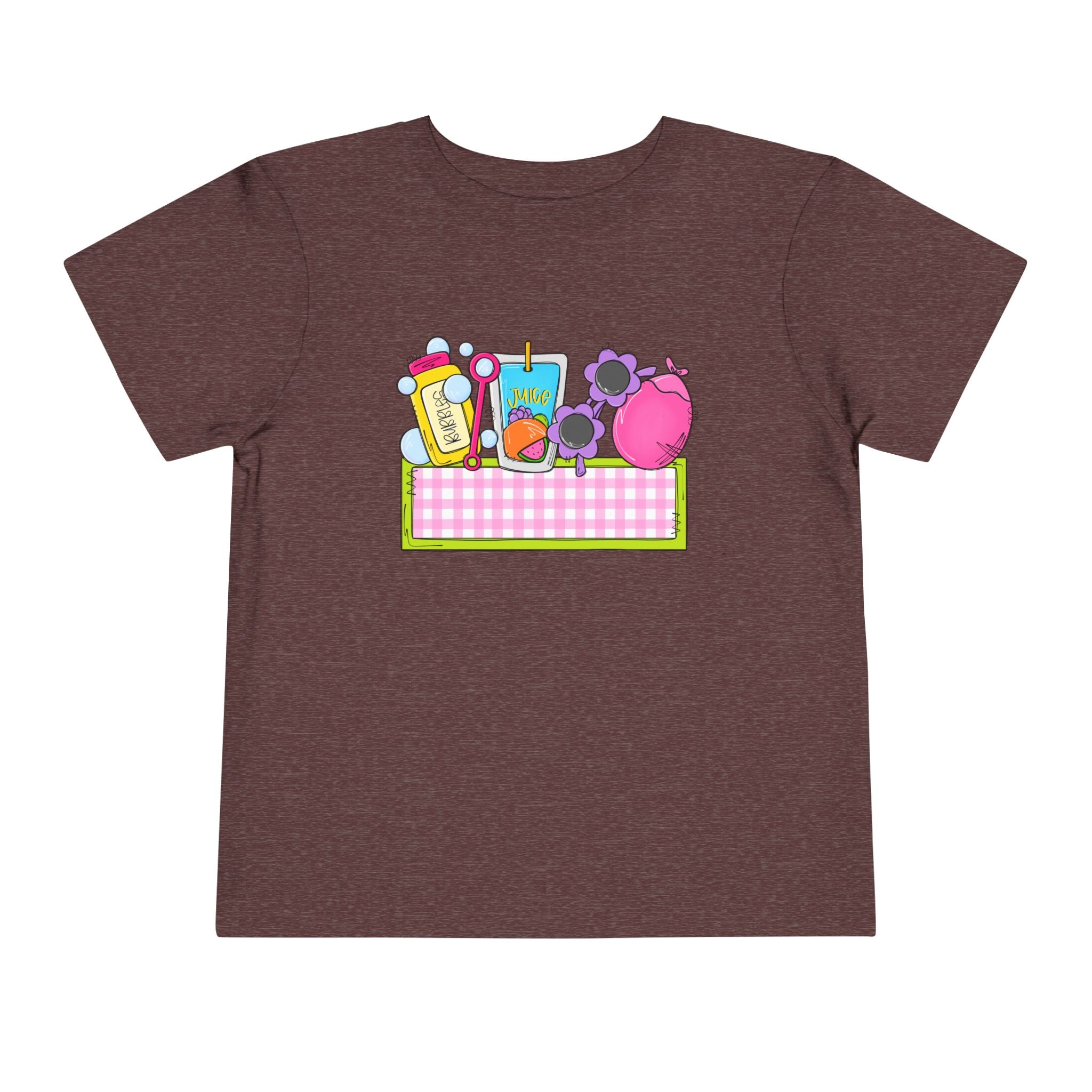 Toddler Tee — Pink Pig & Snacks Name-Plate Graphic