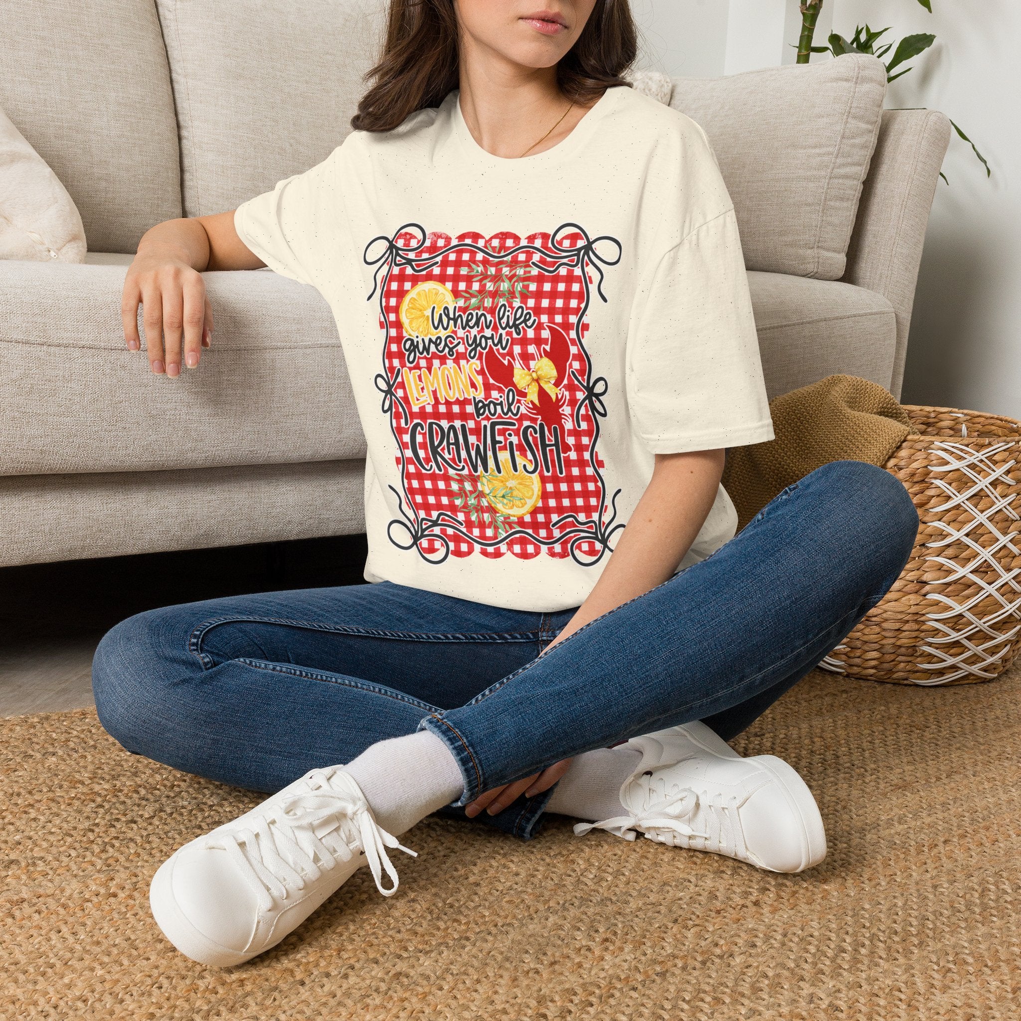 T-Shirt — "When Life Gives You Lemons Add Crawfish" Retro Picnic Graphic Tee