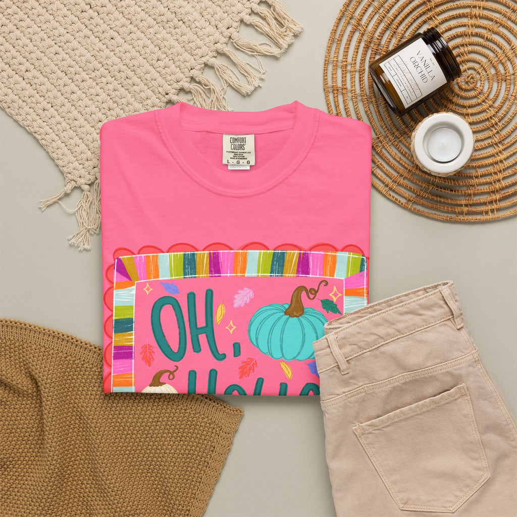 Oh, Hello Fall T-Shirt — Colorful Pumpkin Autumn Tee