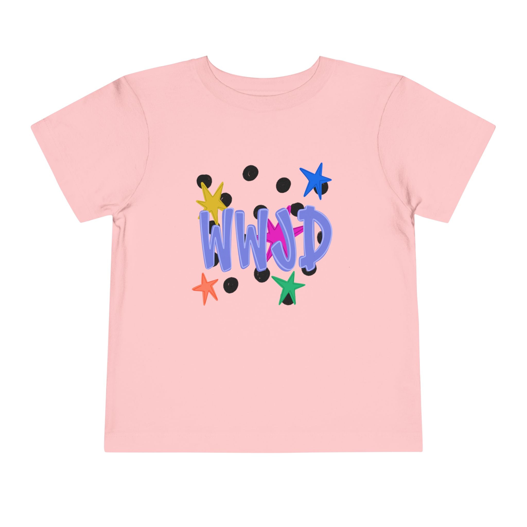 Toddler Tee — Colorful 'WWJD' Stars Graphic Kids Shirt
