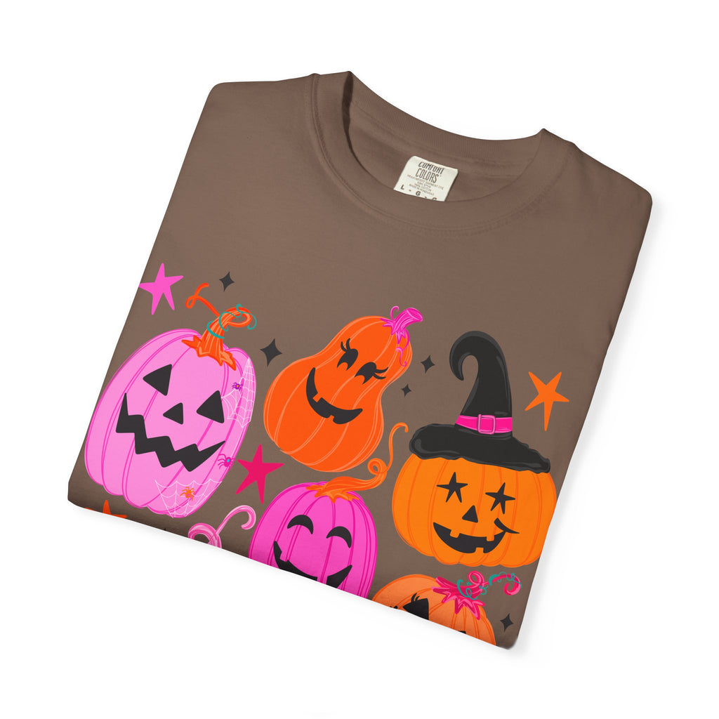Halloween Pumpkins T-Shirt — Cute Pink & Orange Jack-O'-Lanterns