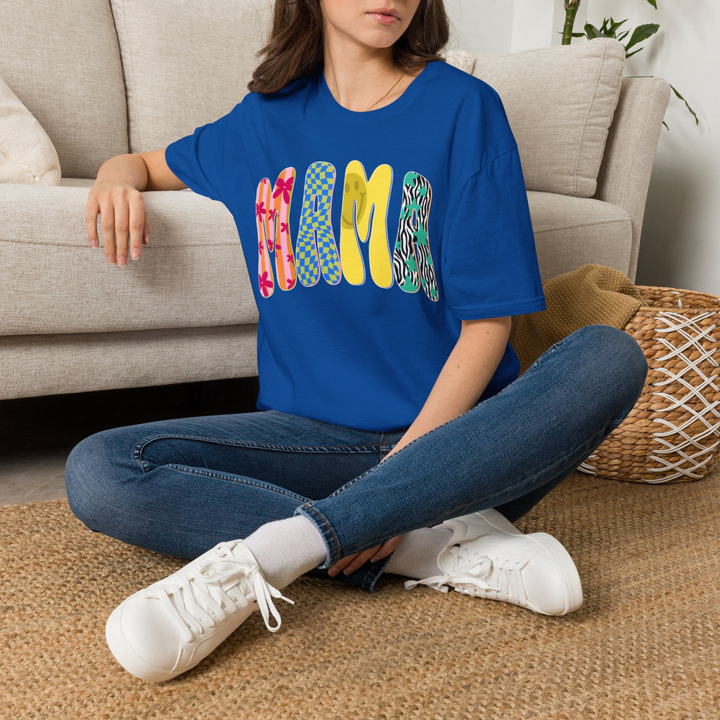 Mama Graphic T-Shirt — Colorful Patterned Lettering Tee for New Moms & Mother's Day
