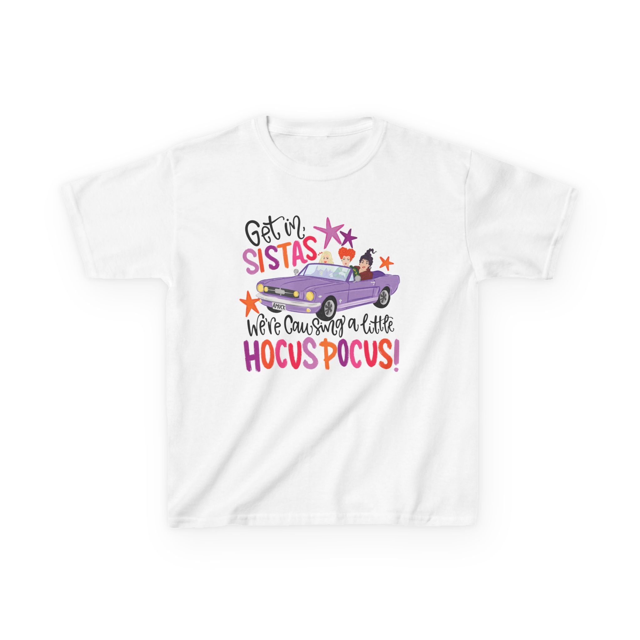 Kids T-Shirt - 'Ge In, Sistas We're Caysubg a Little Hocus Pocus' Halloween Graphic Tee