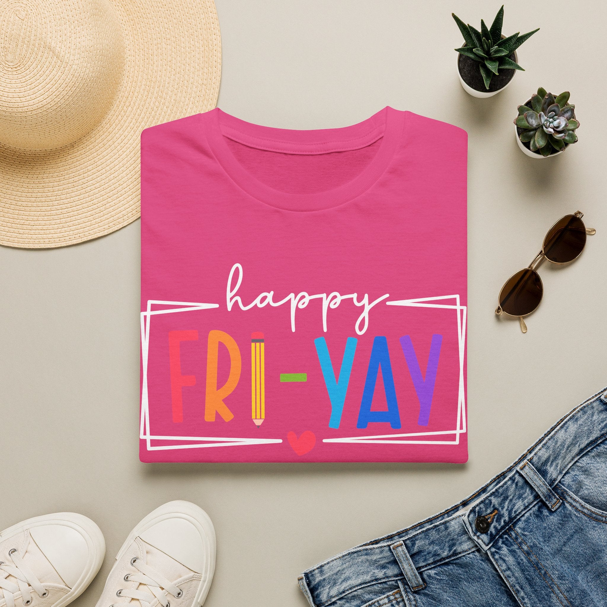 Happy Fri-Yay T-Shirt — Colorful Weekend Celebration Tee