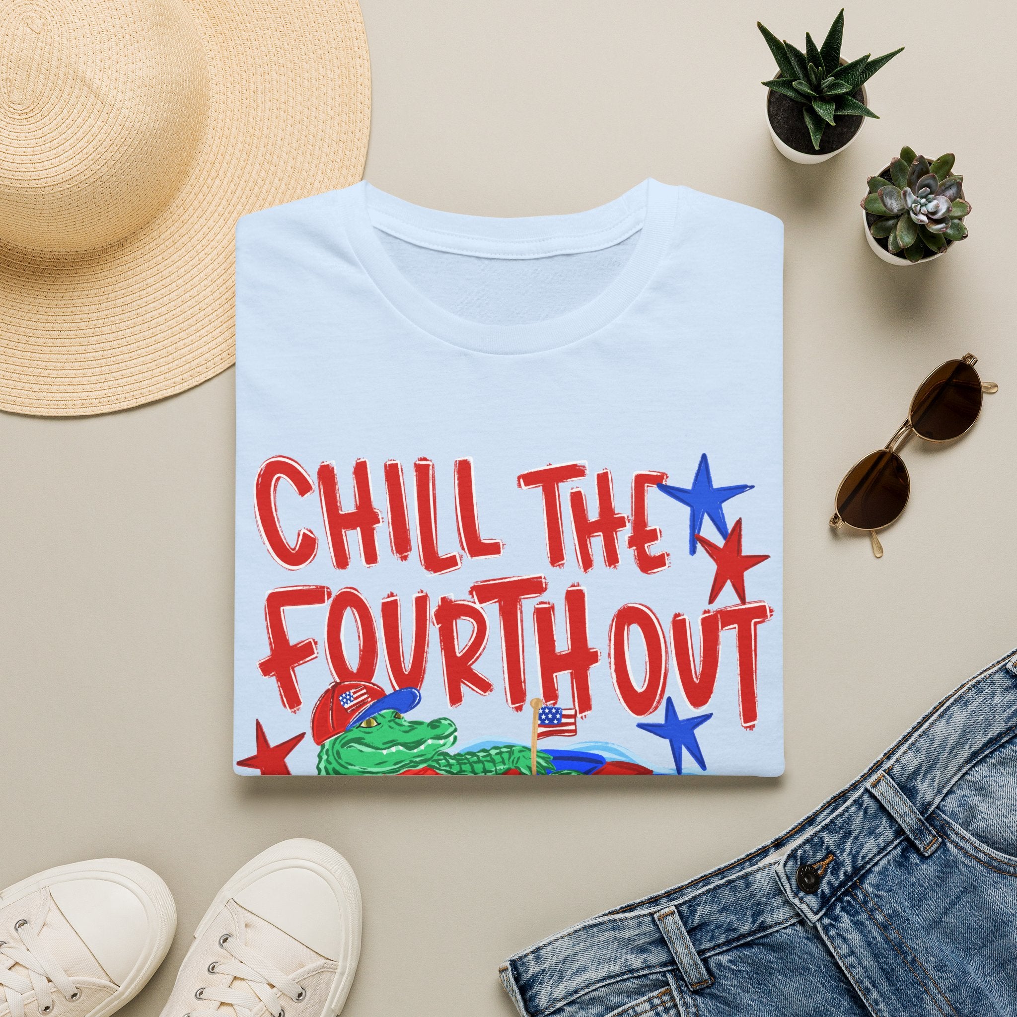 T-Shirt — “Chill the Fourth Out” Patriotic Alligator July 4th Tee