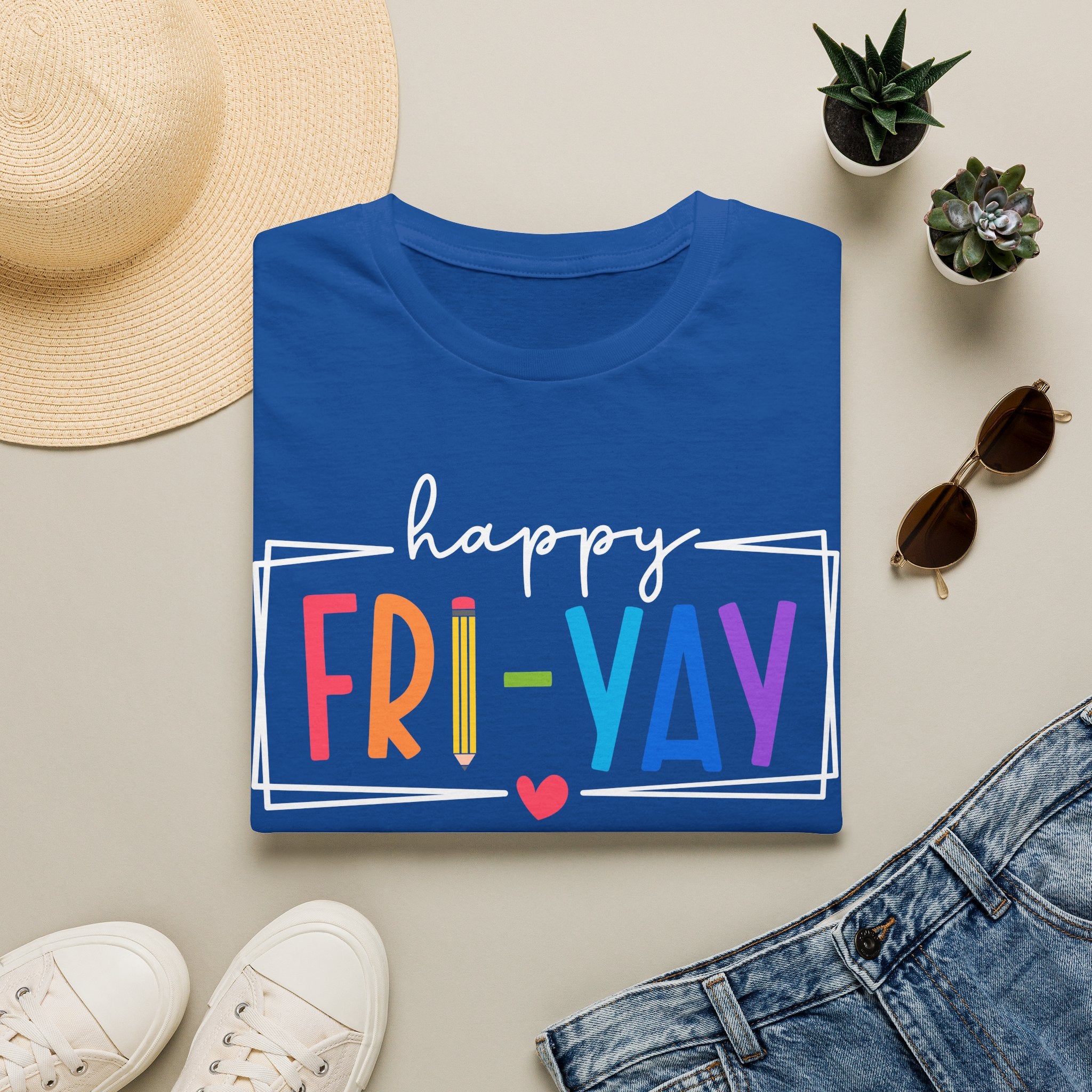 Happy Fri-Yay T-Shirt — Colorful Weekend Celebration Tee